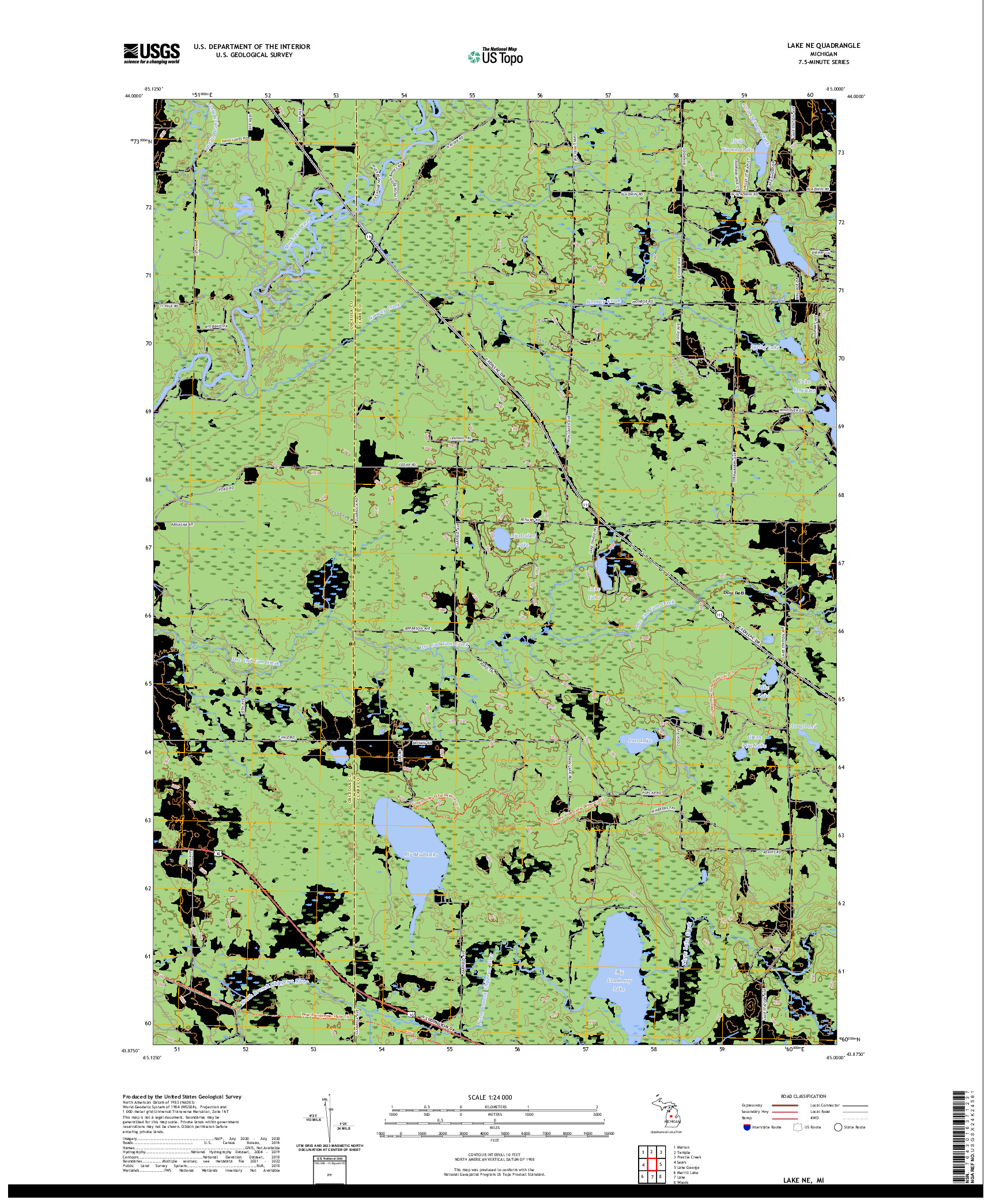 US TOPO 7.5-MINUTE MAP FOR LAKE NE, MI