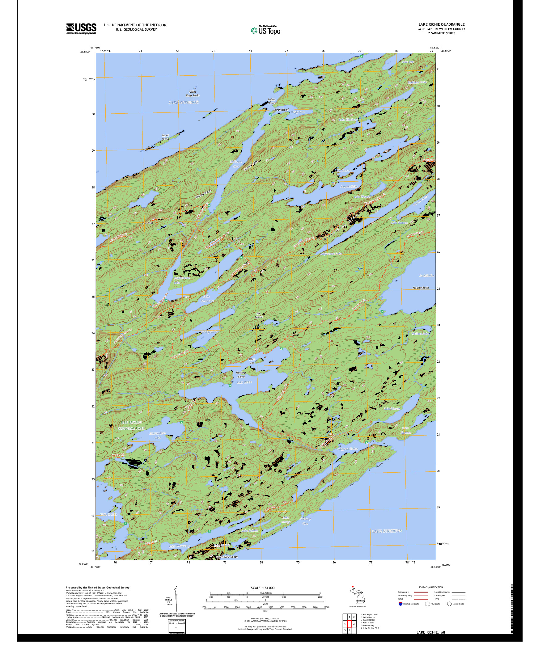 US TOPO 7.5-MINUTE MAP FOR LAKE RICHIE, MI