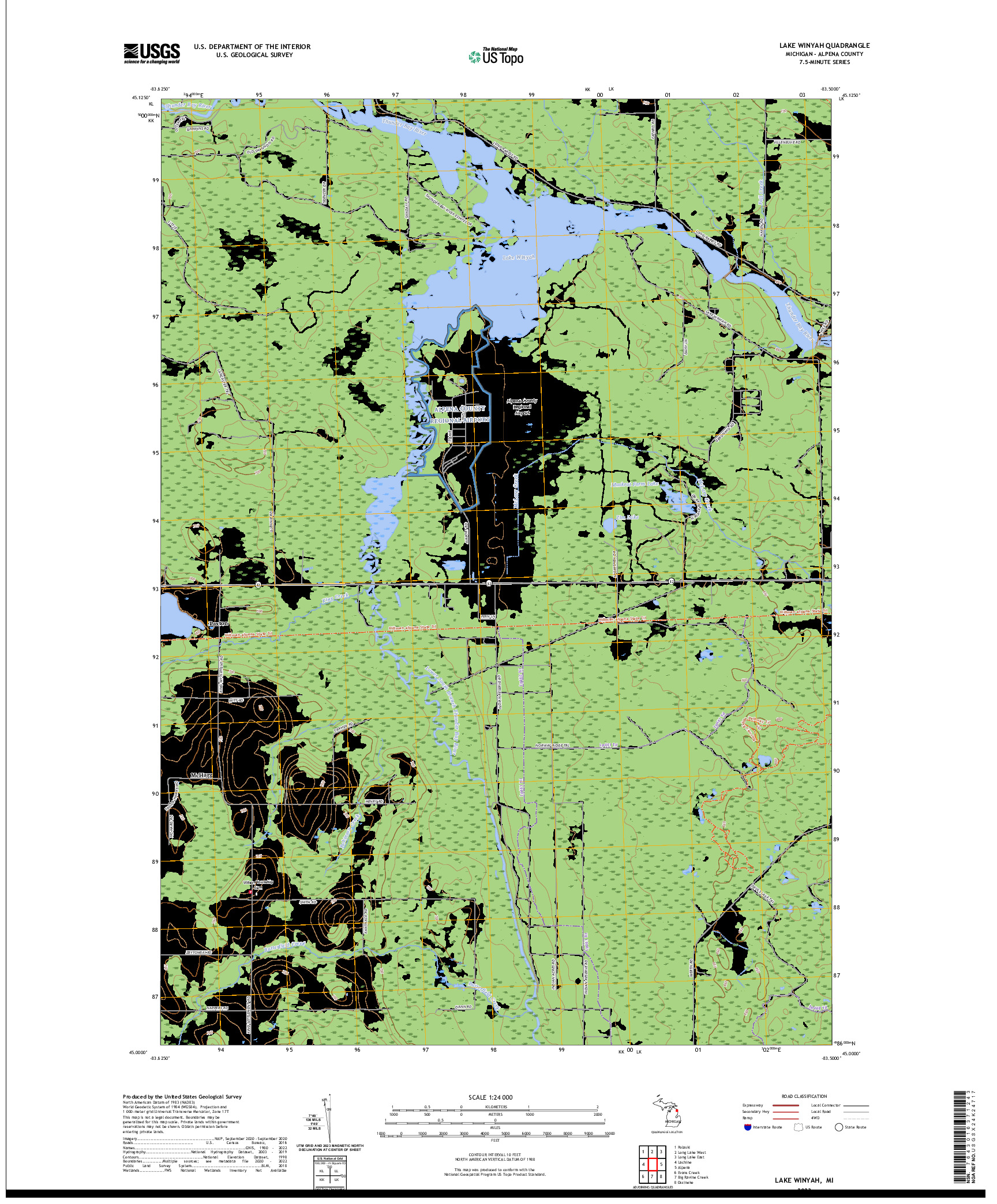 US TOPO 7.5-MINUTE MAP FOR LAKE WINYAH, MI