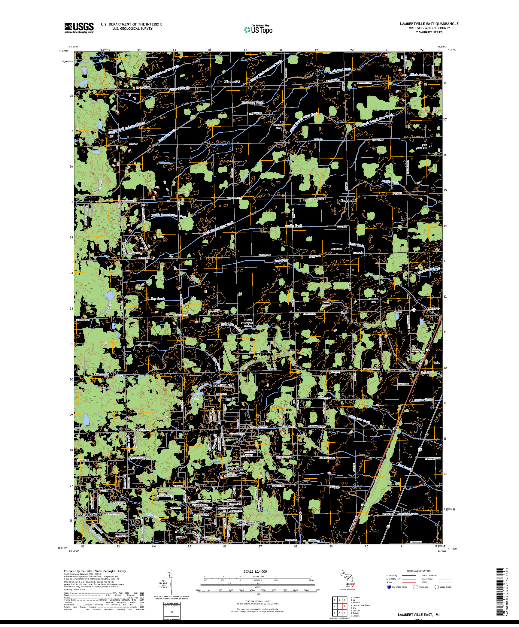 US TOPO 7.5-MINUTE MAP FOR LAMBERTVILLE EAST, MI