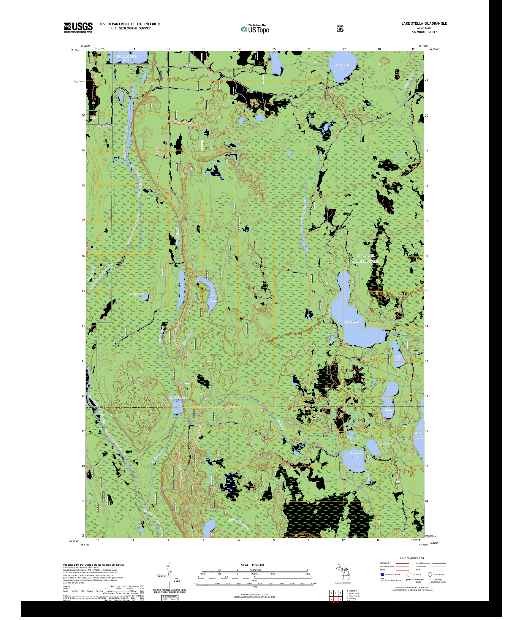 US TOPO 7.5-MINUTE MAP FOR LAKE STELLA, MI