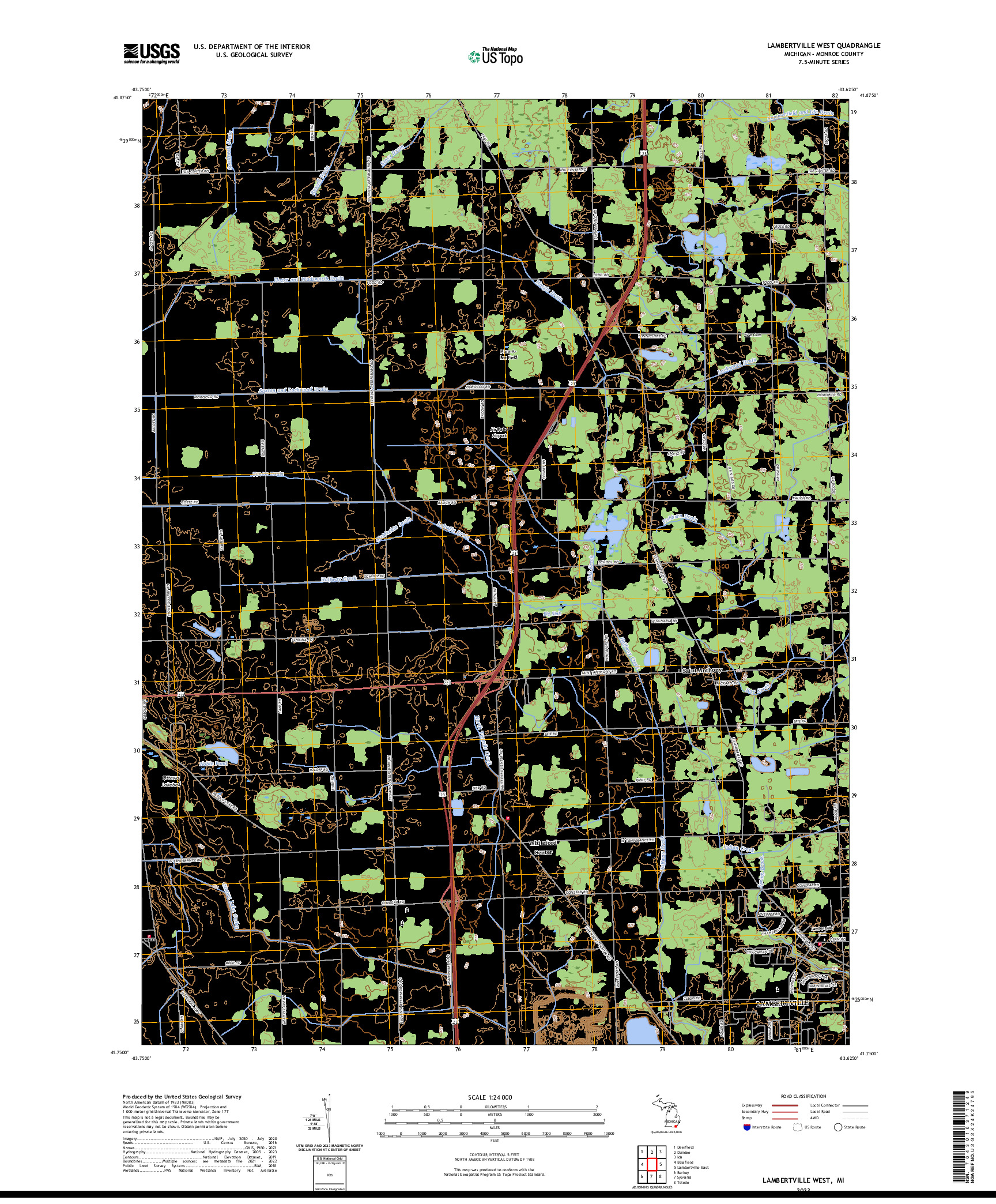 US TOPO 7.5-MINUTE MAP FOR LAMBERTVILLE WEST, MI