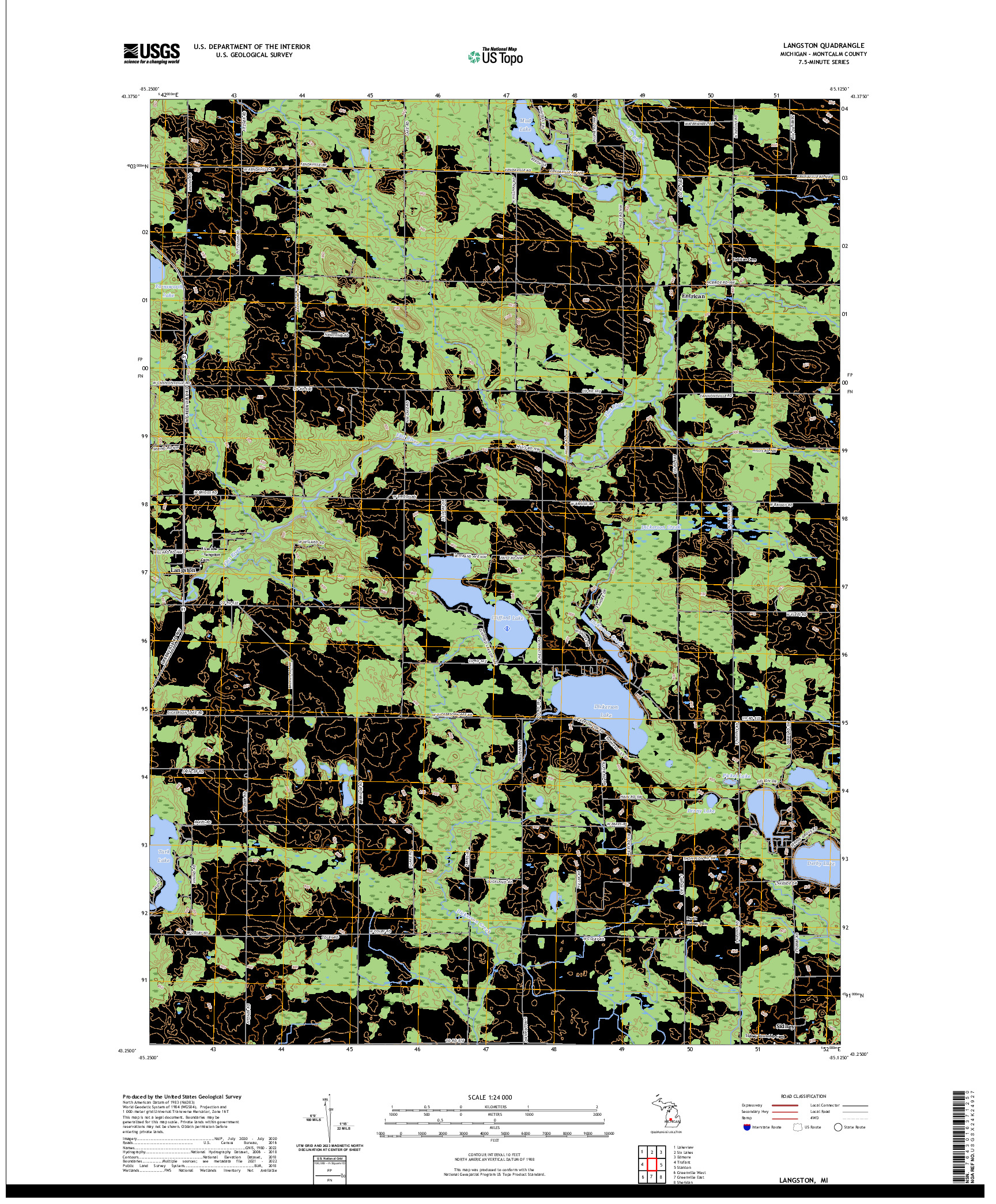 US TOPO 7.5-MINUTE MAP FOR LANGSTON, MI