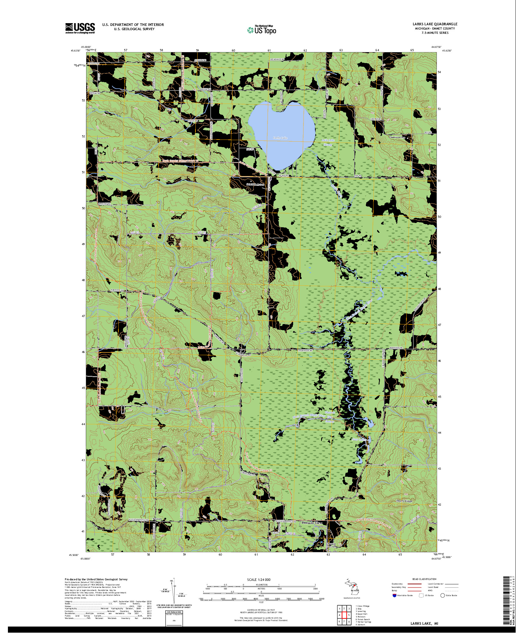 US TOPO 7.5-MINUTE MAP FOR LARKS LAKE, MI