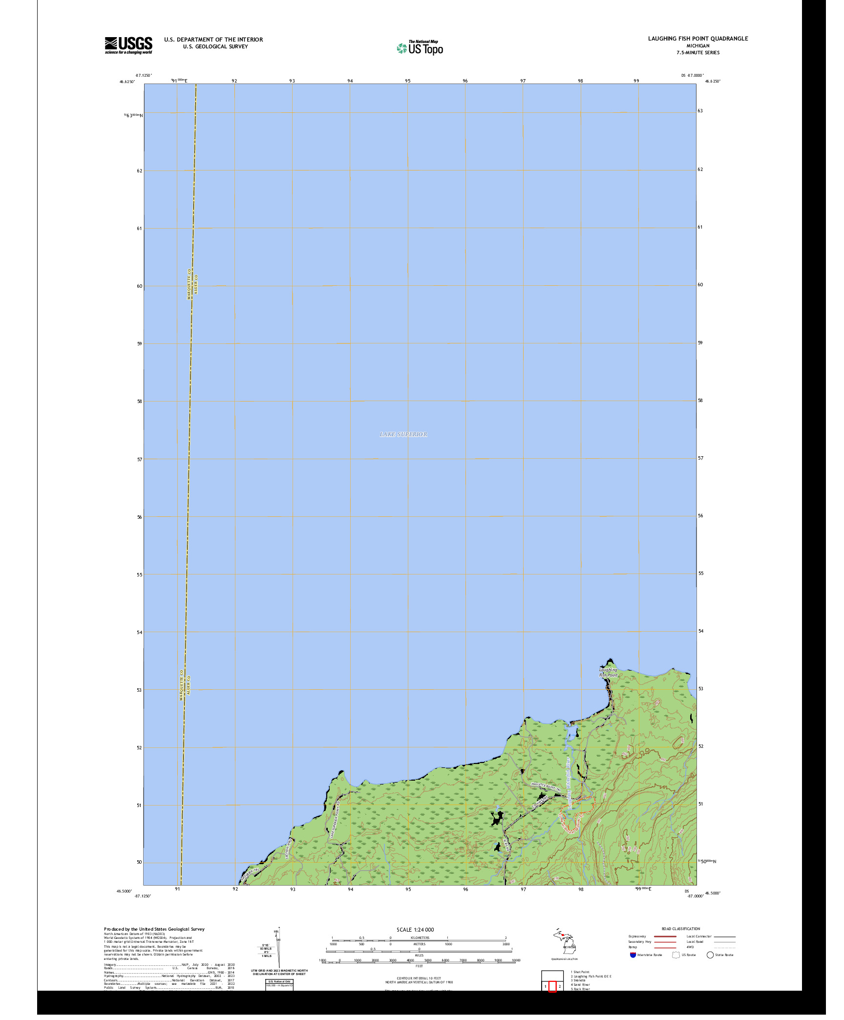 US TOPO 7.5-MINUTE MAP FOR LAUGHING FISH POINT, MI