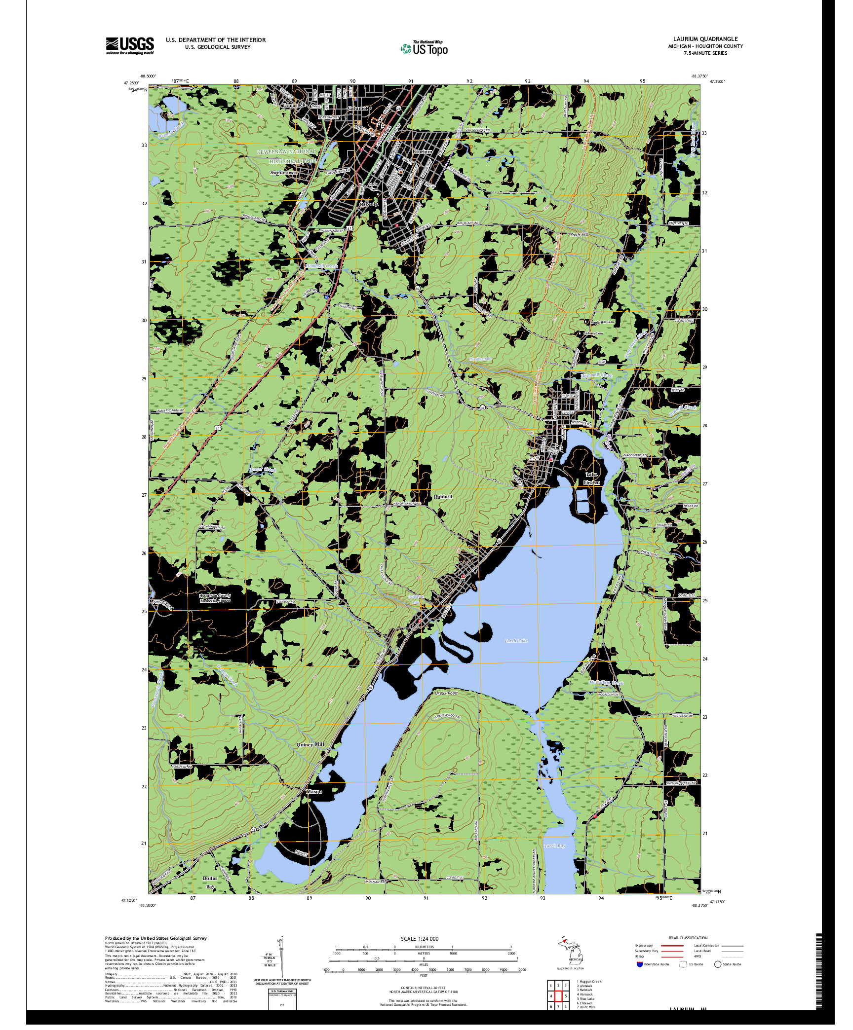 US TOPO 7.5-MINUTE MAP FOR LAURIUM, MI