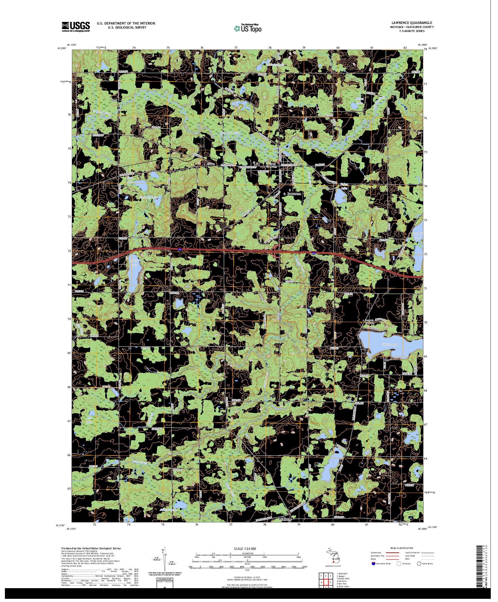 US TOPO 7.5-MINUTE MAP FOR LAWRENCE, MI