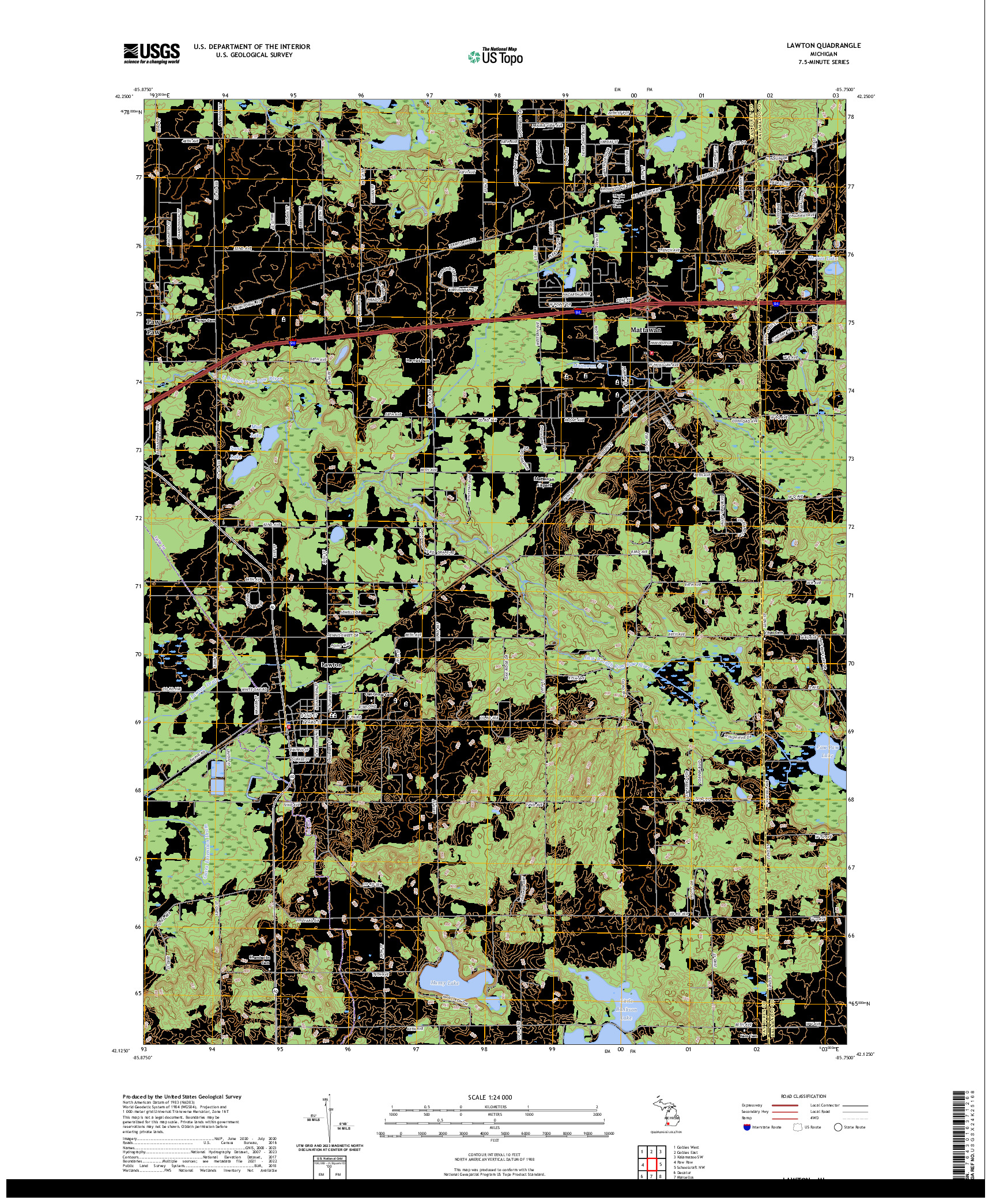 US TOPO 7.5-MINUTE MAP FOR LAWTON, MI