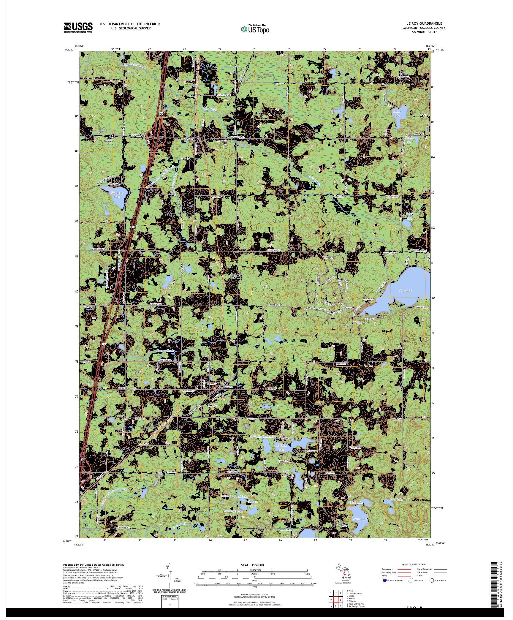 US TOPO 7.5-MINUTE MAP FOR LE ROY, MI