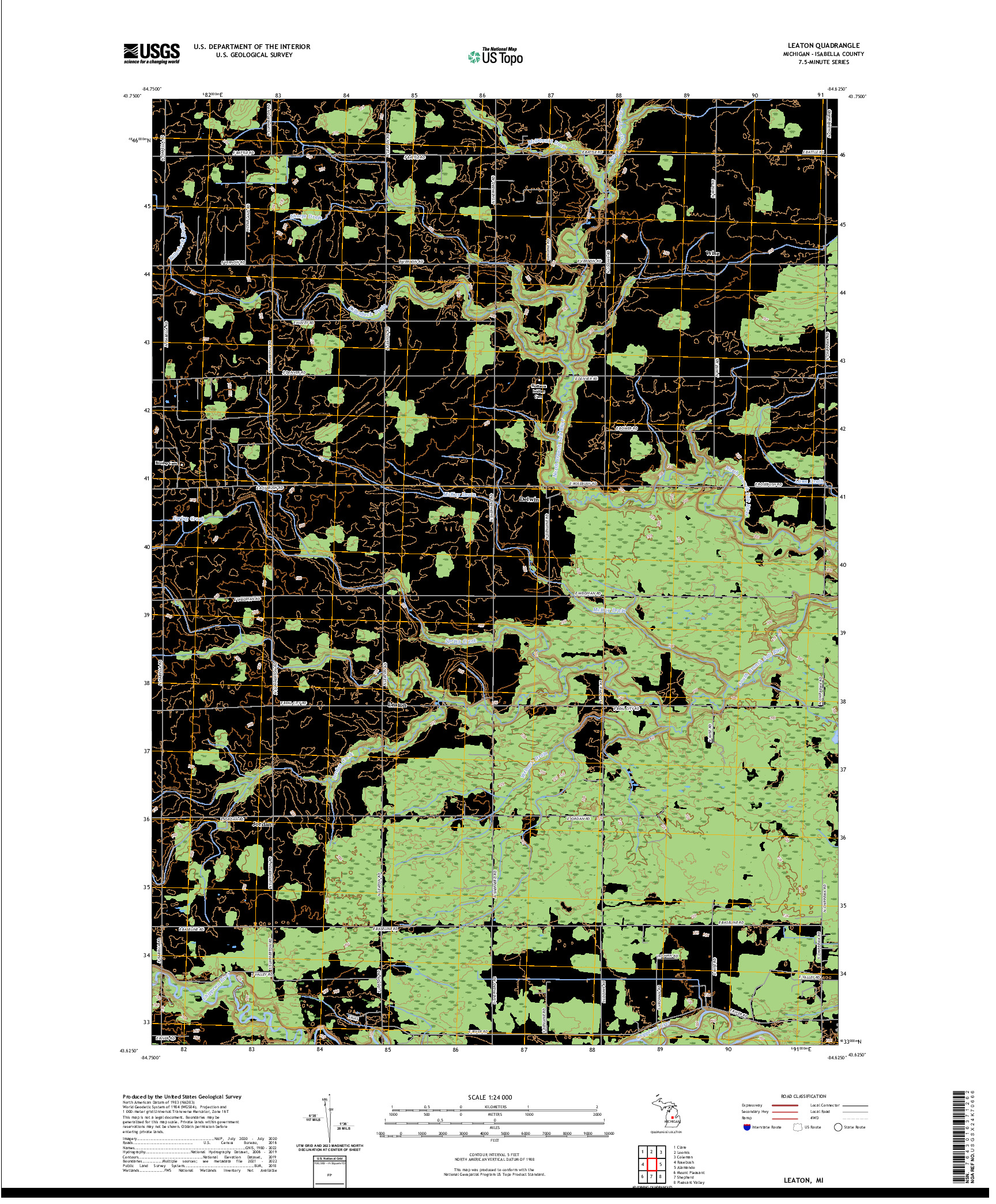 US TOPO 7.5-MINUTE MAP FOR LEATON, MI