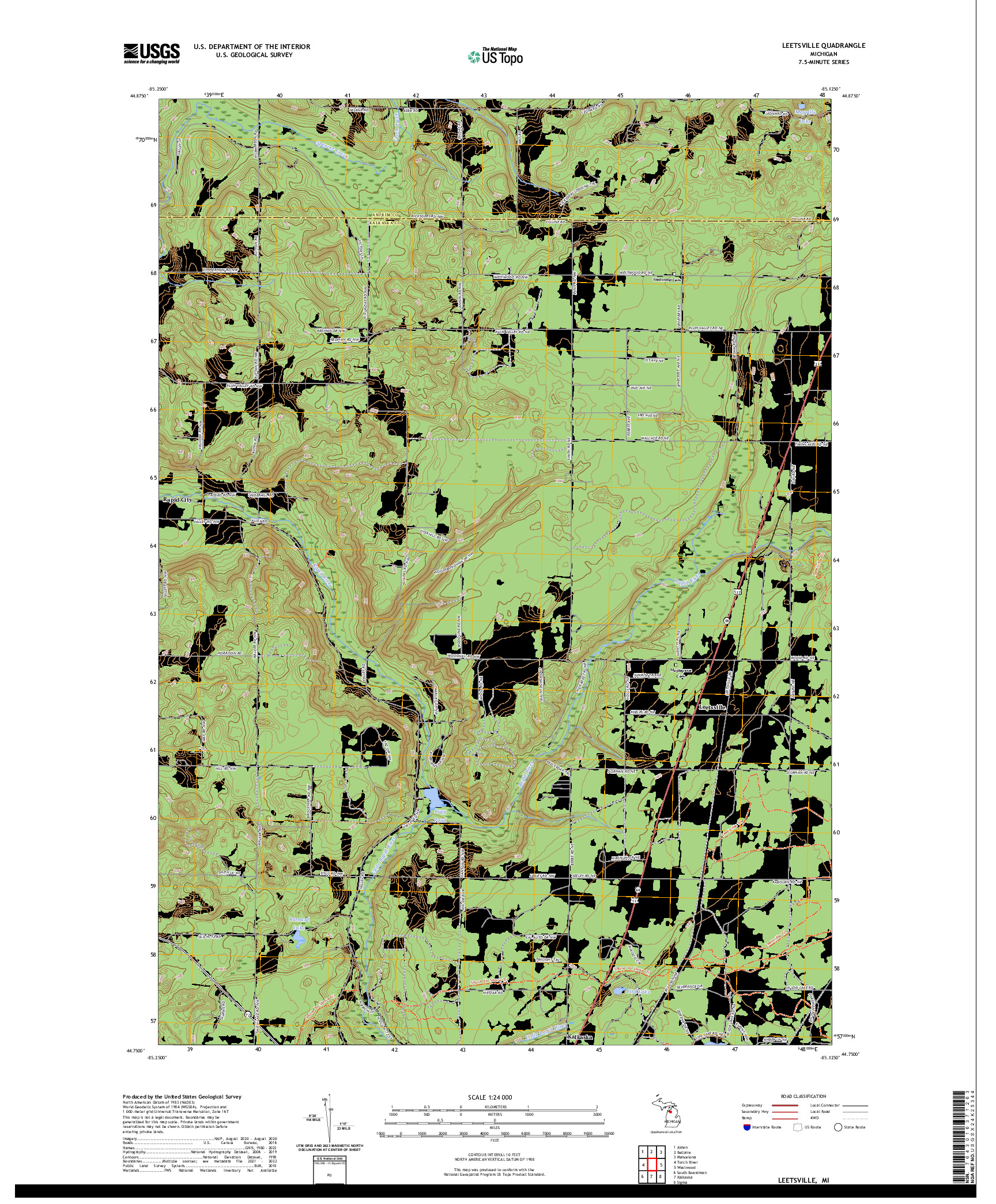 US TOPO 7.5-MINUTE MAP FOR LEETSVILLE, MI