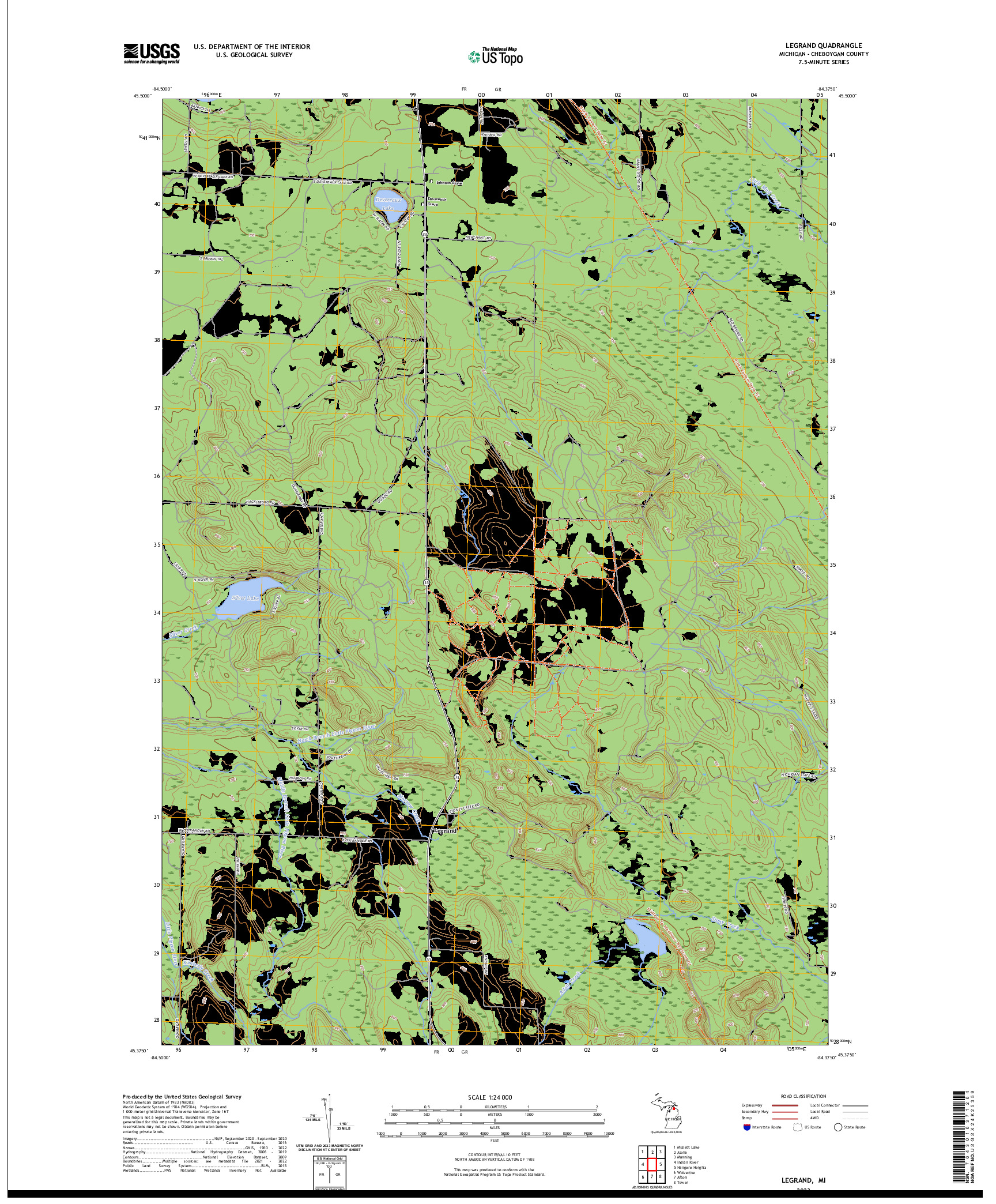 US TOPO 7.5-MINUTE MAP FOR LEGRAND, MI