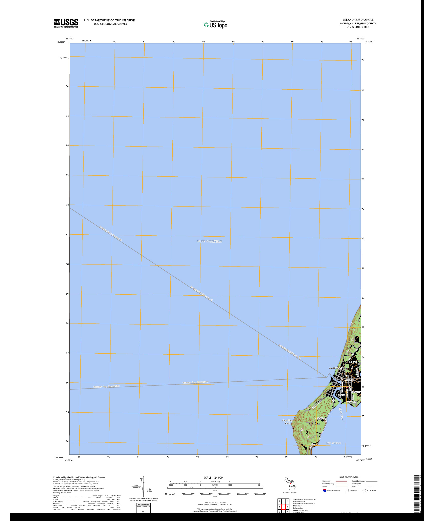 US TOPO 7.5-MINUTE MAP FOR LELAND, MI