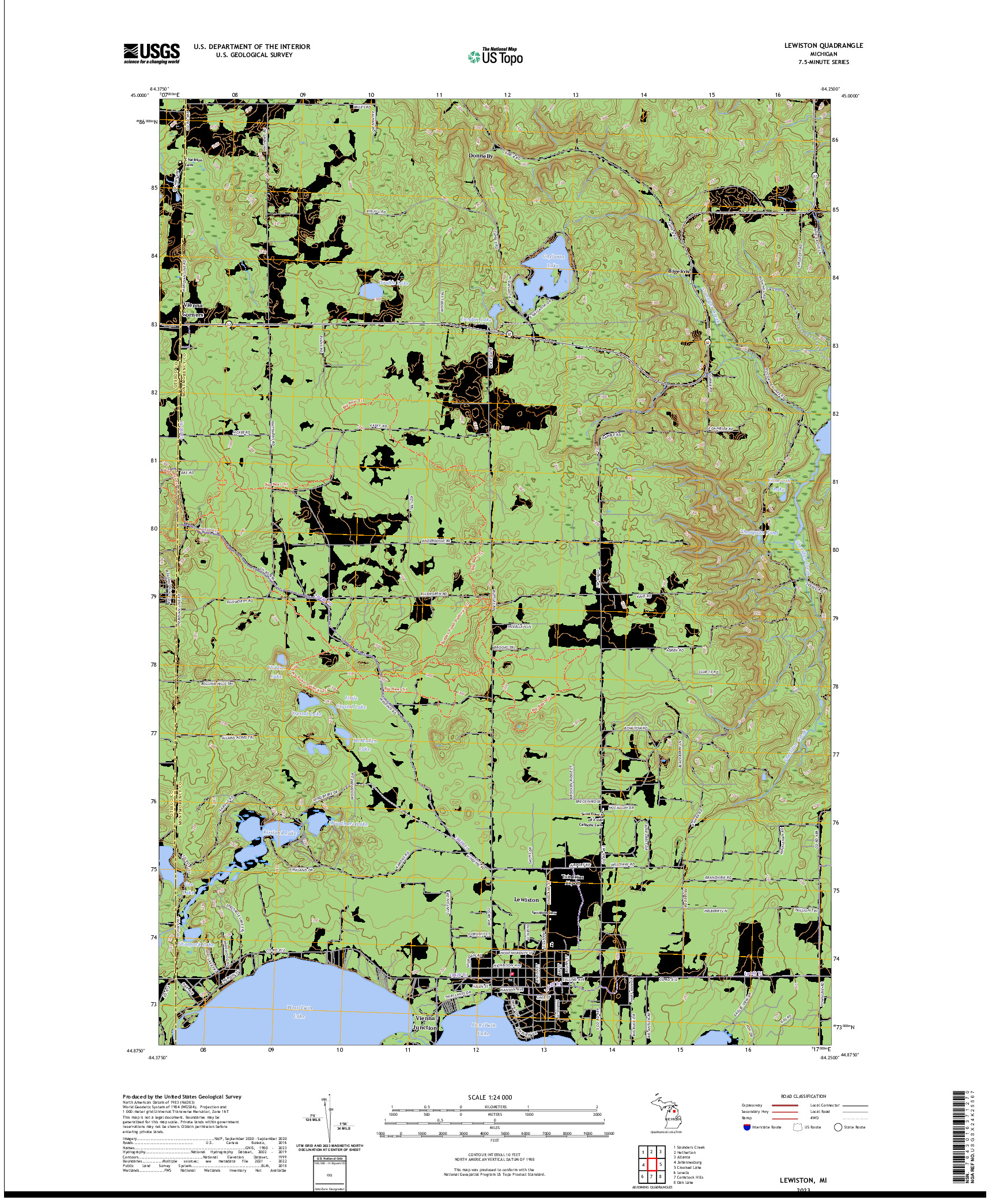 US TOPO 7.5-MINUTE MAP FOR LEWISTON, MI