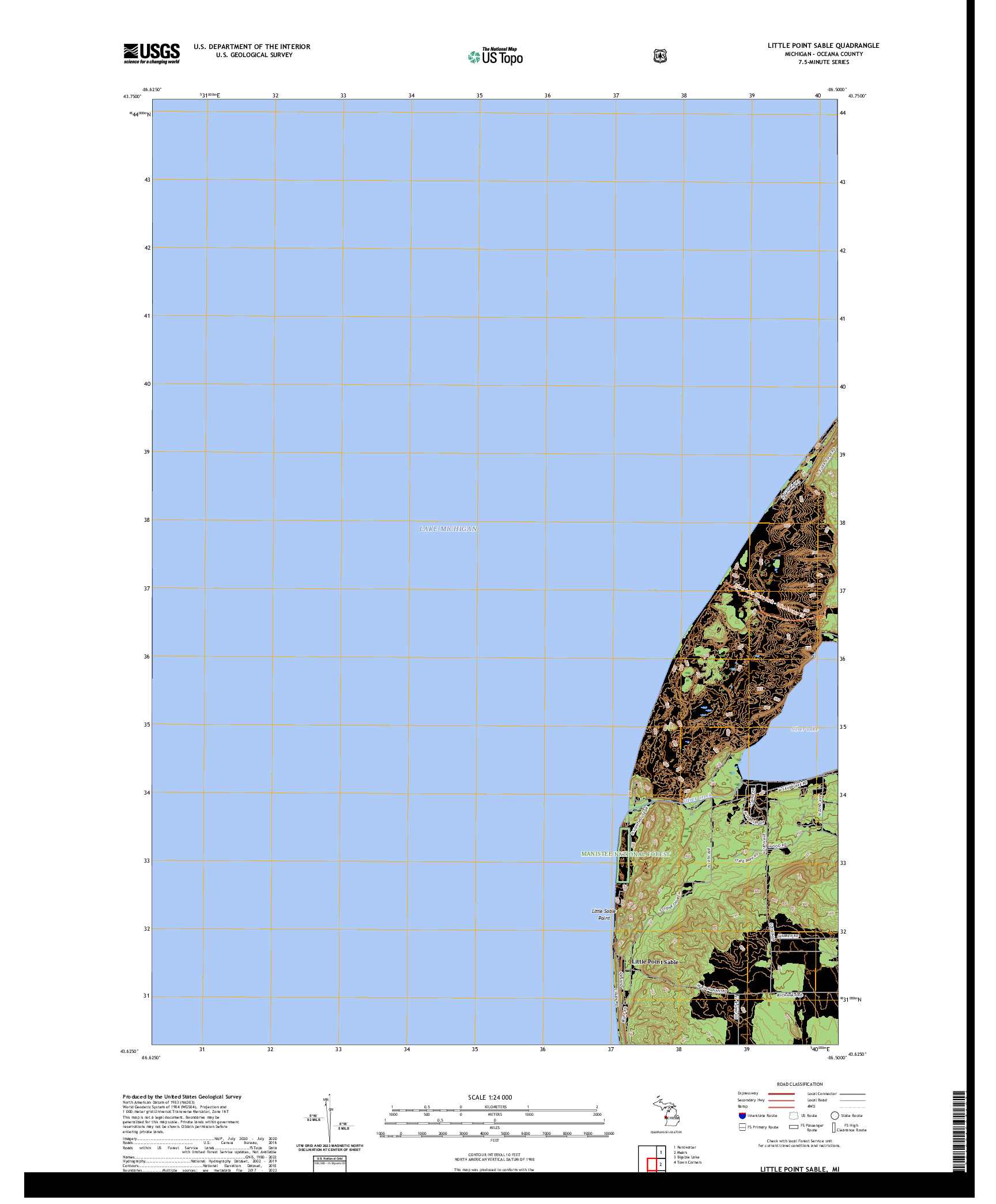 US TOPO 7.5-MINUTE MAP FOR LITTLE POINT SABLE, MI