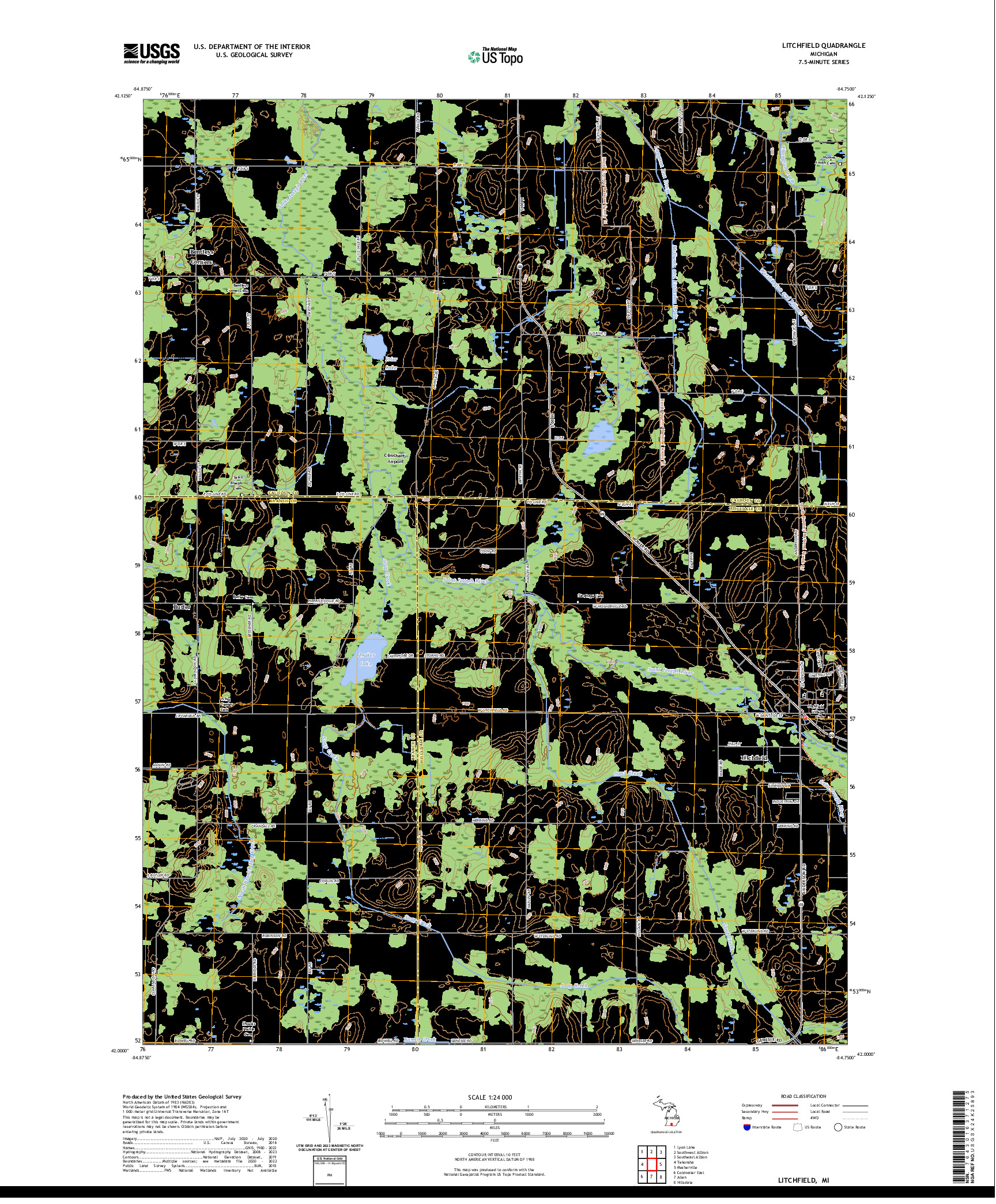 US TOPO 7.5-MINUTE MAP FOR LITCHFIELD, MI