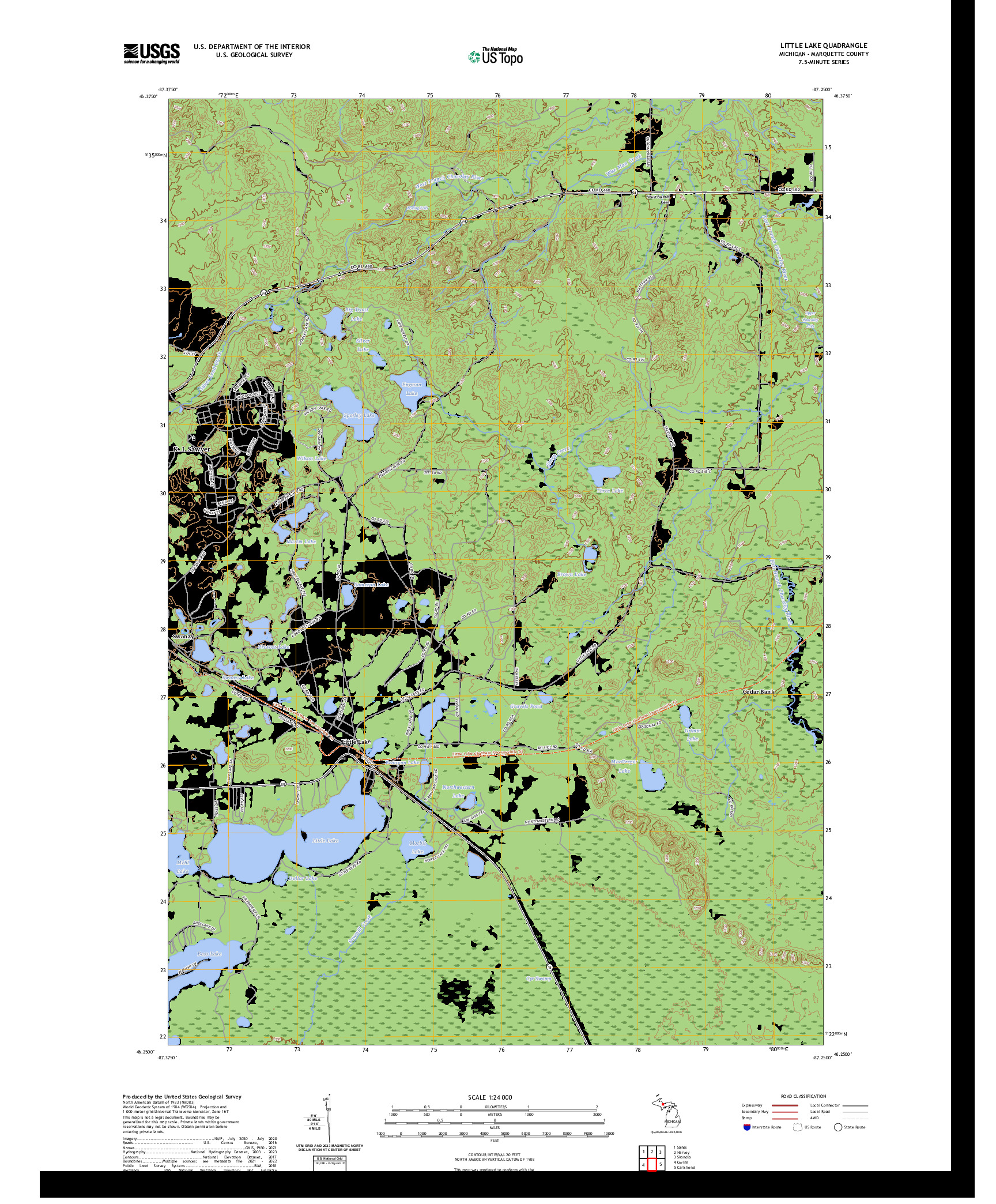 US TOPO 7.5-MINUTE MAP FOR LITTLE LAKE, MI