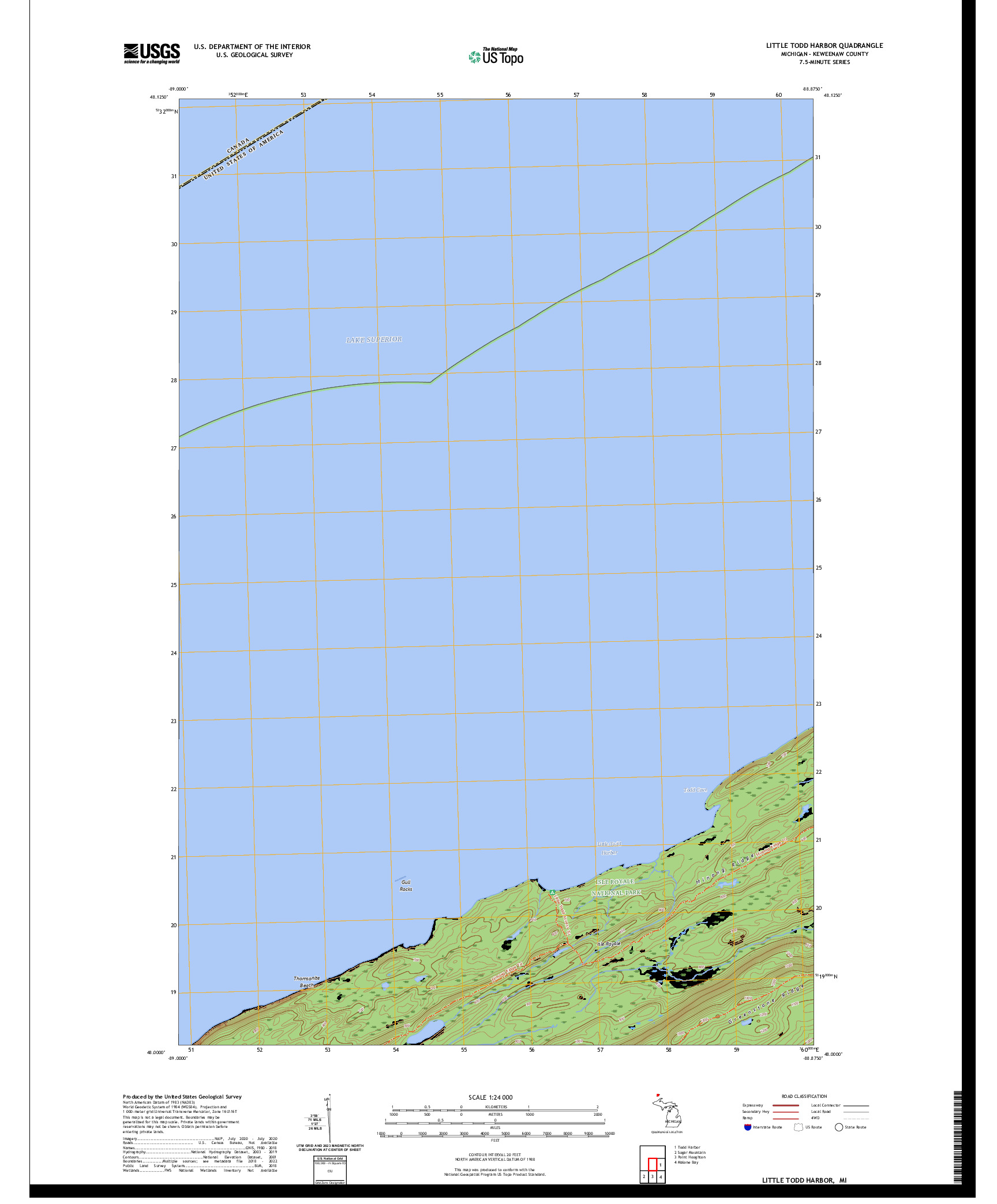 US TOPO 7.5-MINUTE MAP FOR LITTLE TODD HARBOR, MI