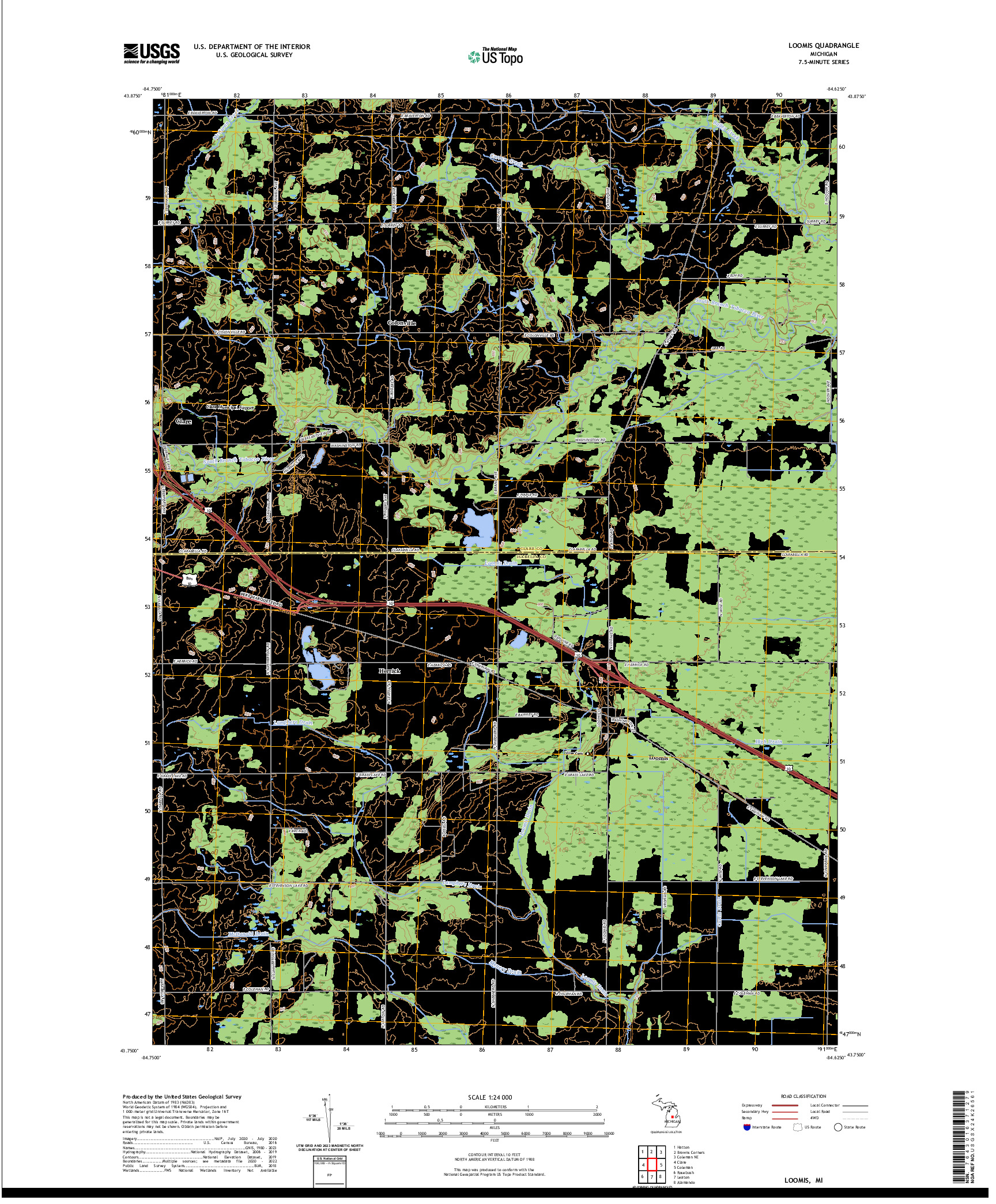 US TOPO 7.5-MINUTE MAP FOR LOOMIS, MI