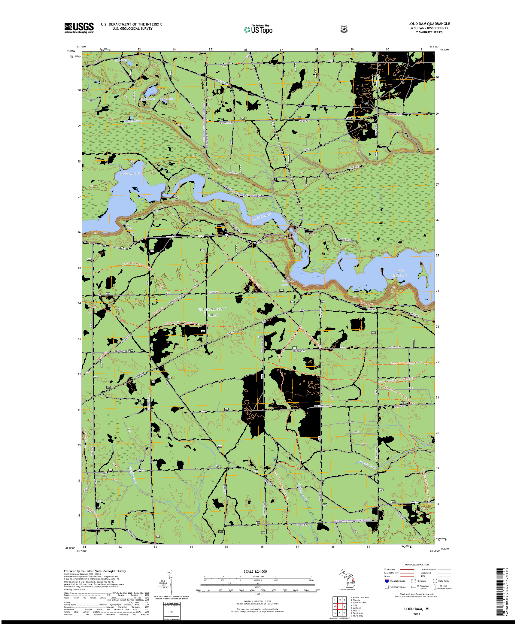 US TOPO 7.5-MINUTE MAP FOR LOUD DAM, MI