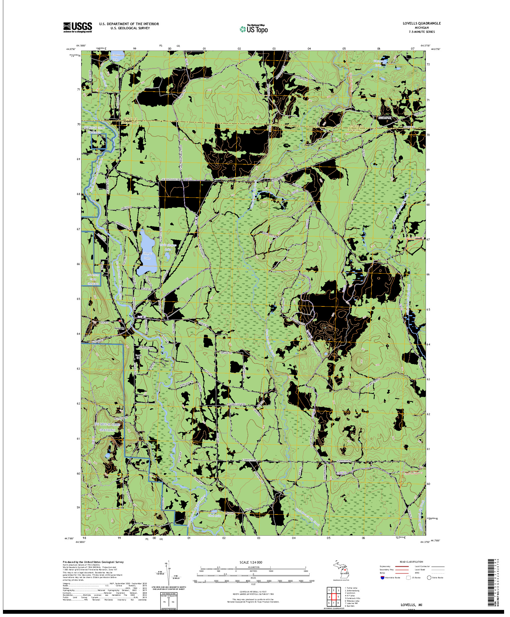 US TOPO 7.5-MINUTE MAP FOR LOVELLS, MI