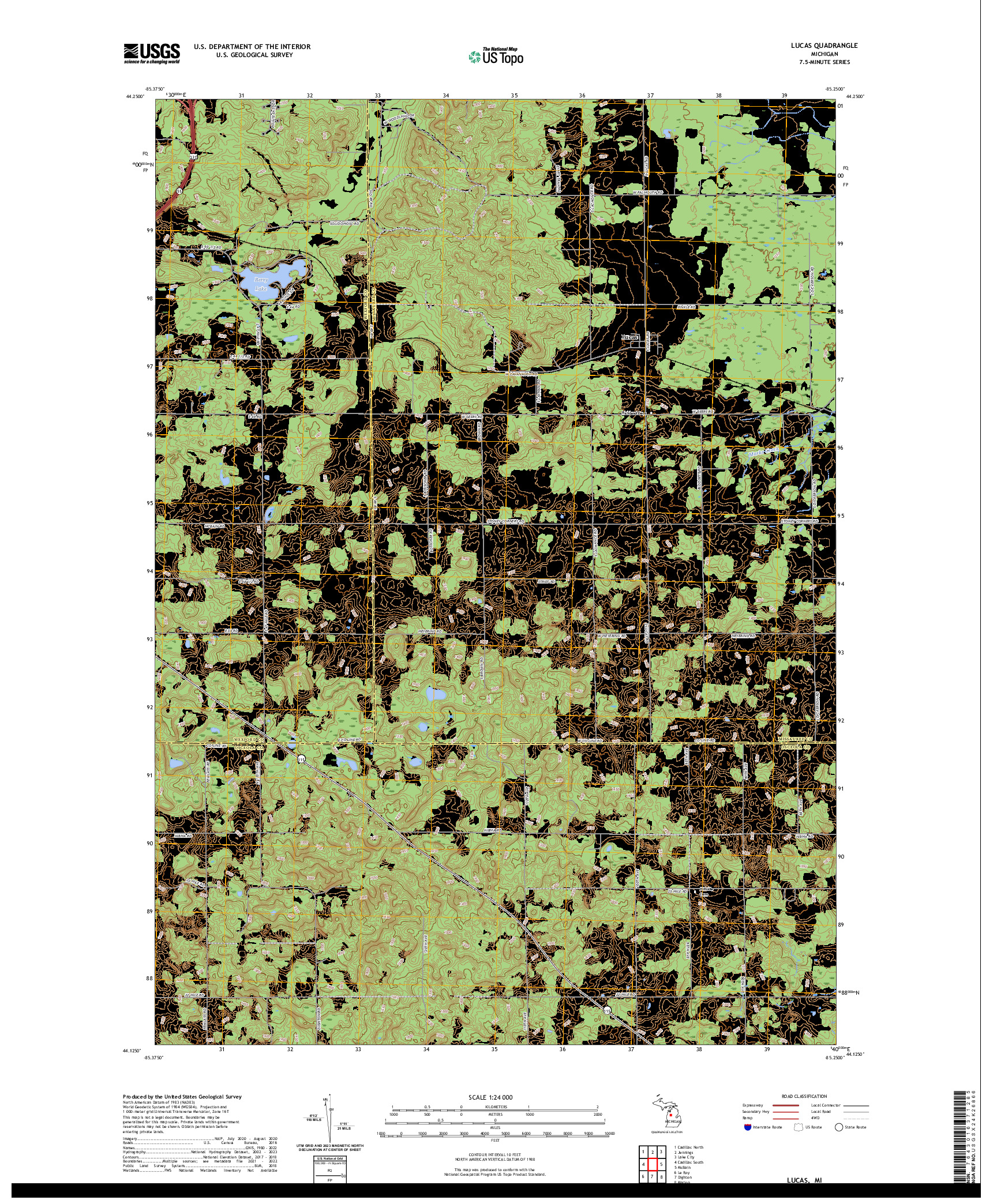 US TOPO 7.5-MINUTE MAP FOR LUCAS, MI