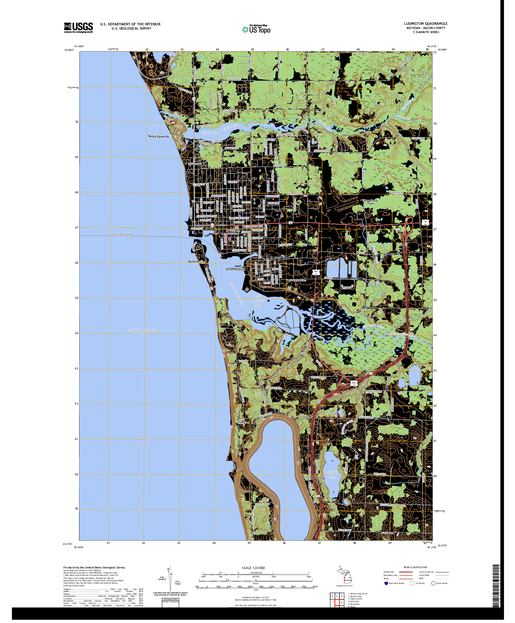 US TOPO 7.5-MINUTE MAP FOR LUDINGTON, MI