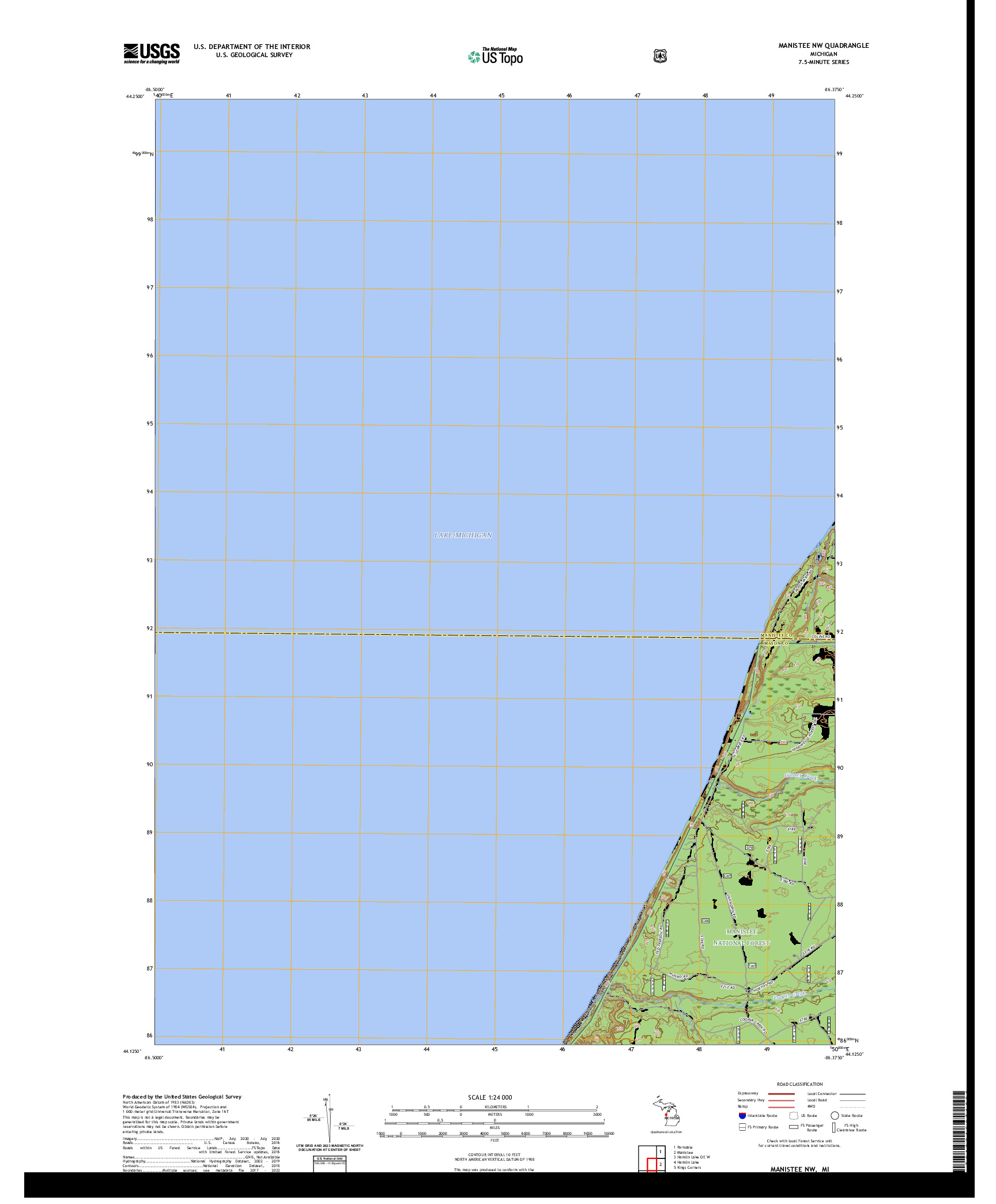 US TOPO 7.5-MINUTE MAP FOR MANISTEE NW, MI