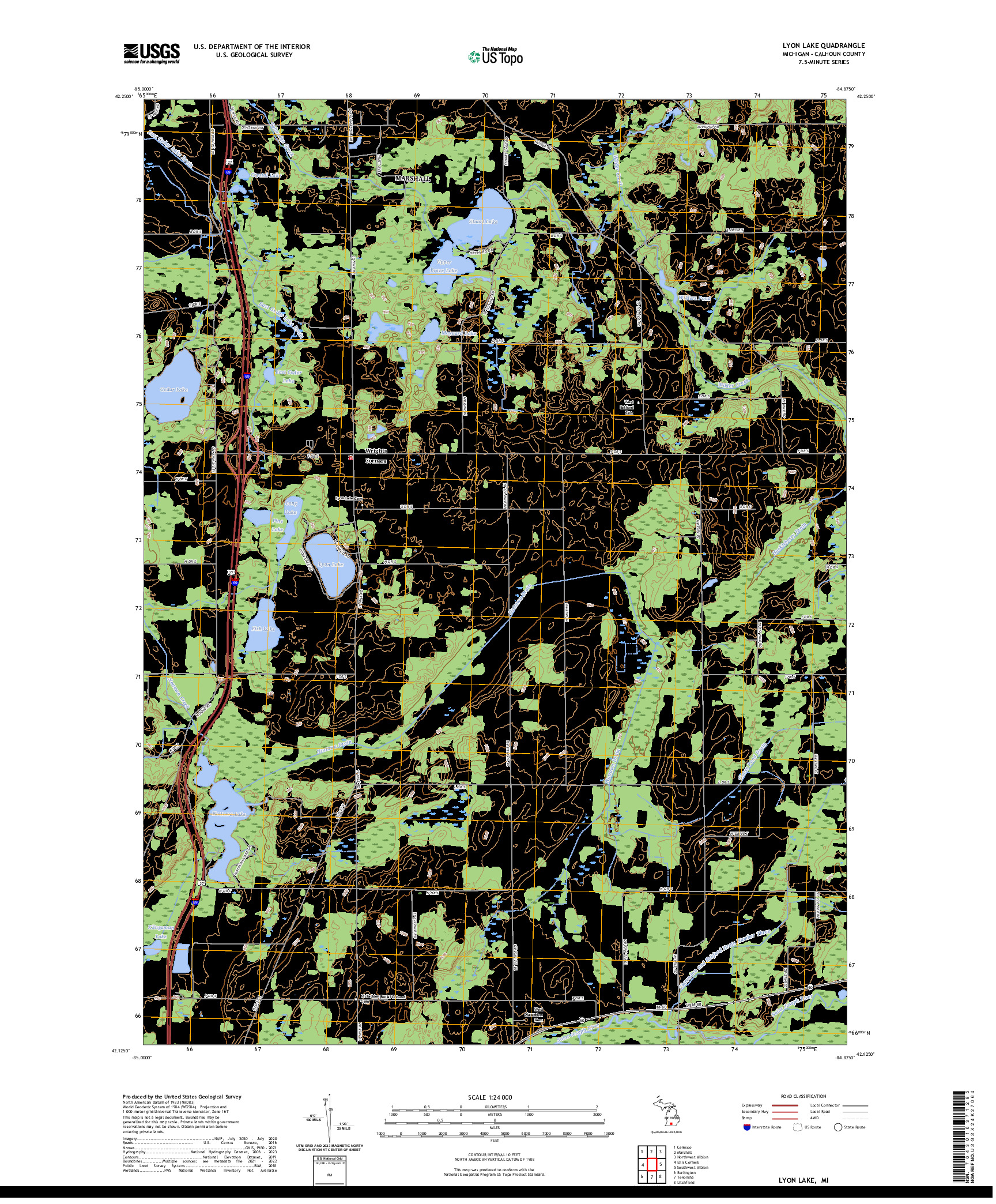 US TOPO 7.5-MINUTE MAP FOR LYON LAKE, MI