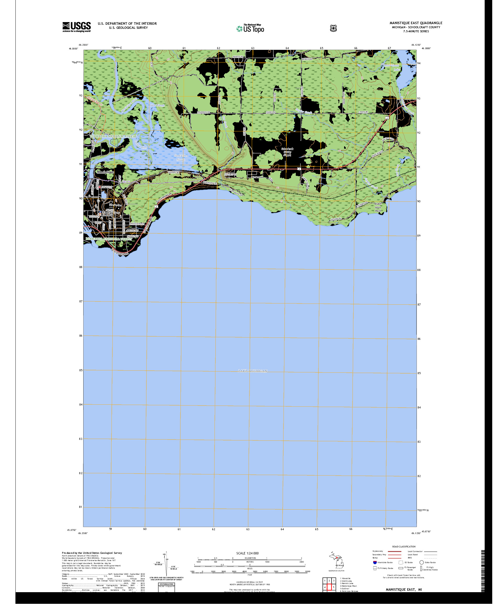 US TOPO 7.5-MINUTE MAP FOR MANISTIQUE EAST, MI