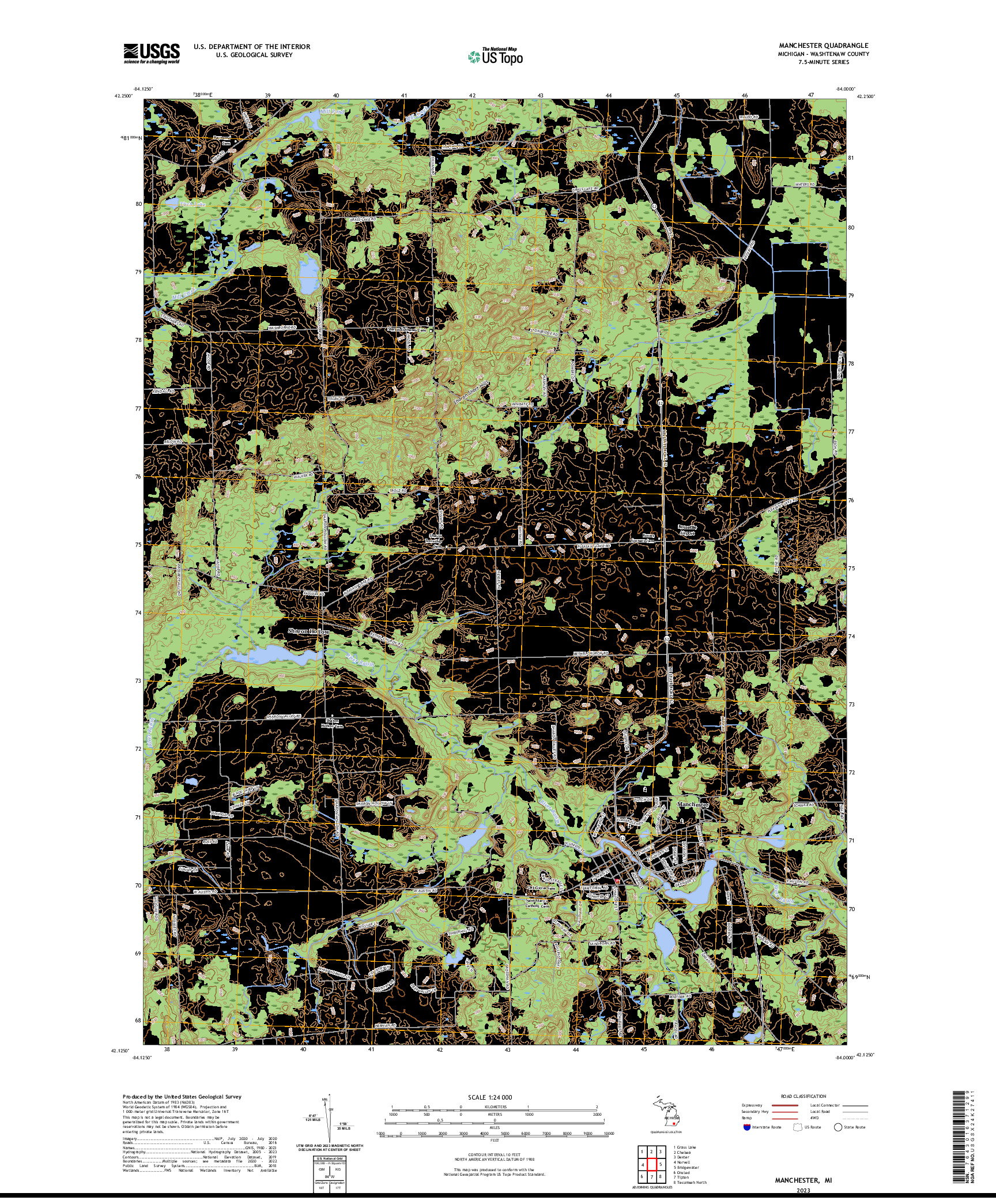 US TOPO 7.5-MINUTE MAP FOR MANCHESTER, MI