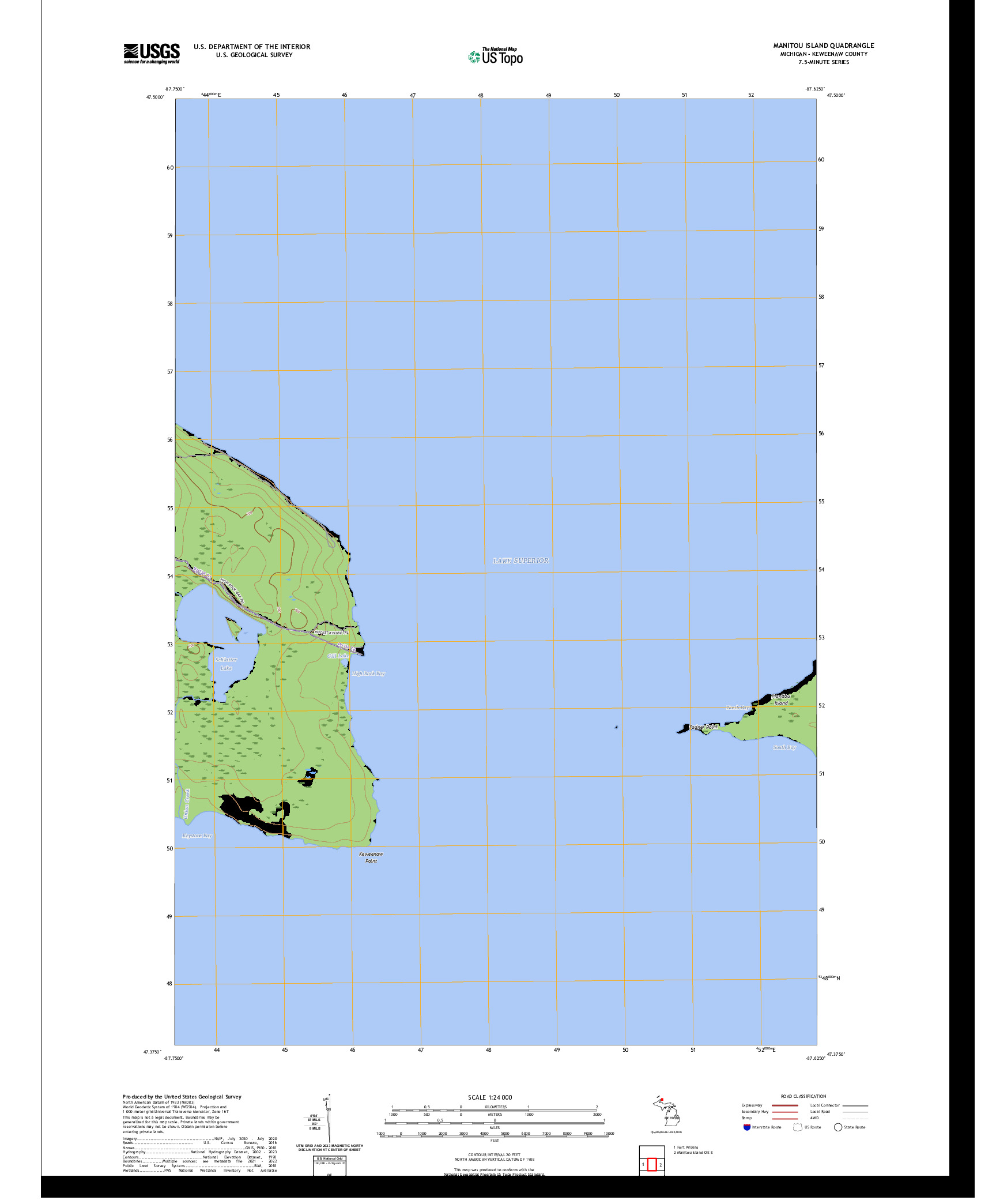 US TOPO 7.5-MINUTE MAP FOR MANITOU ISLAND, MI