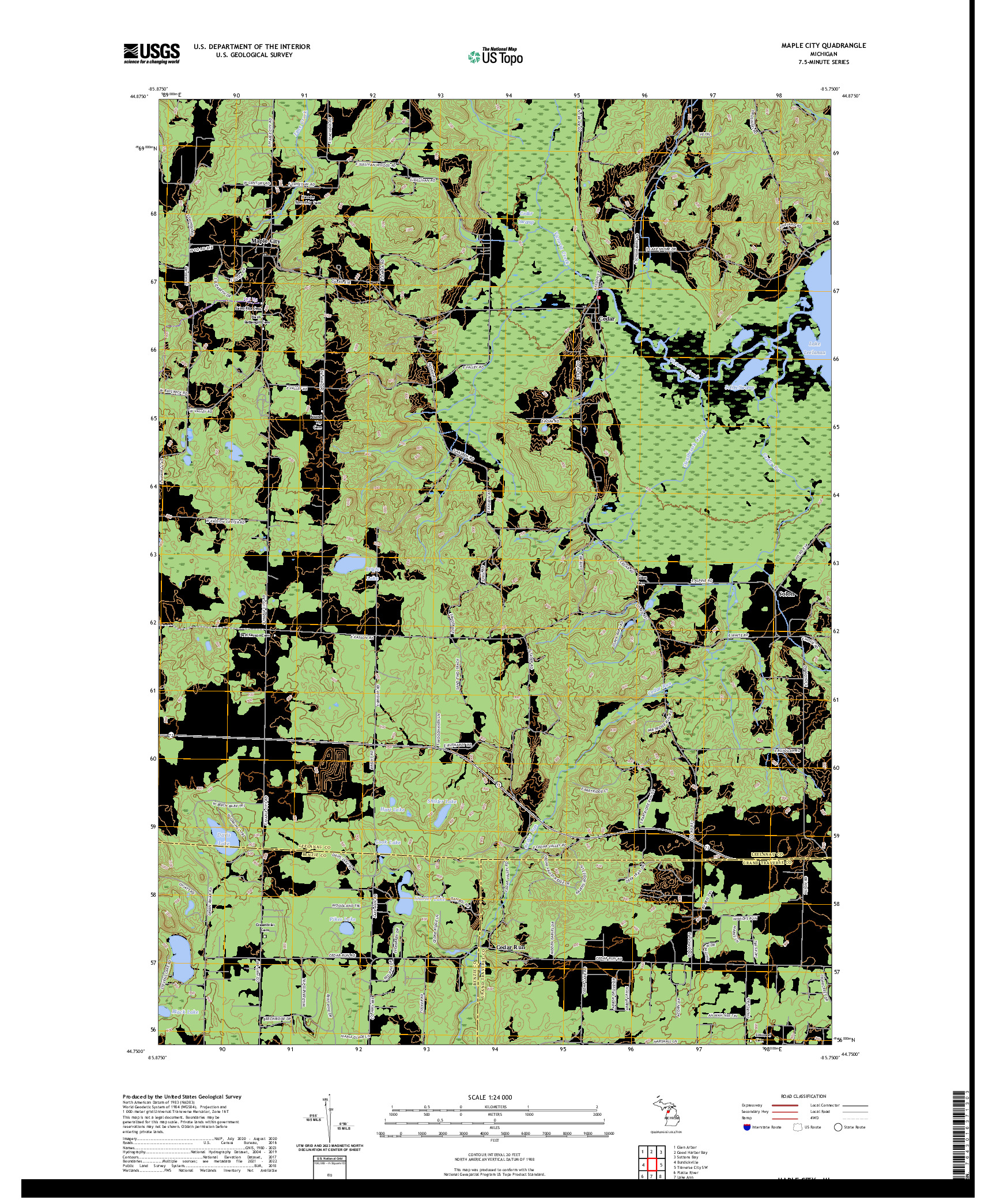 US TOPO 7.5-MINUTE MAP FOR MAPLE CITY, MI