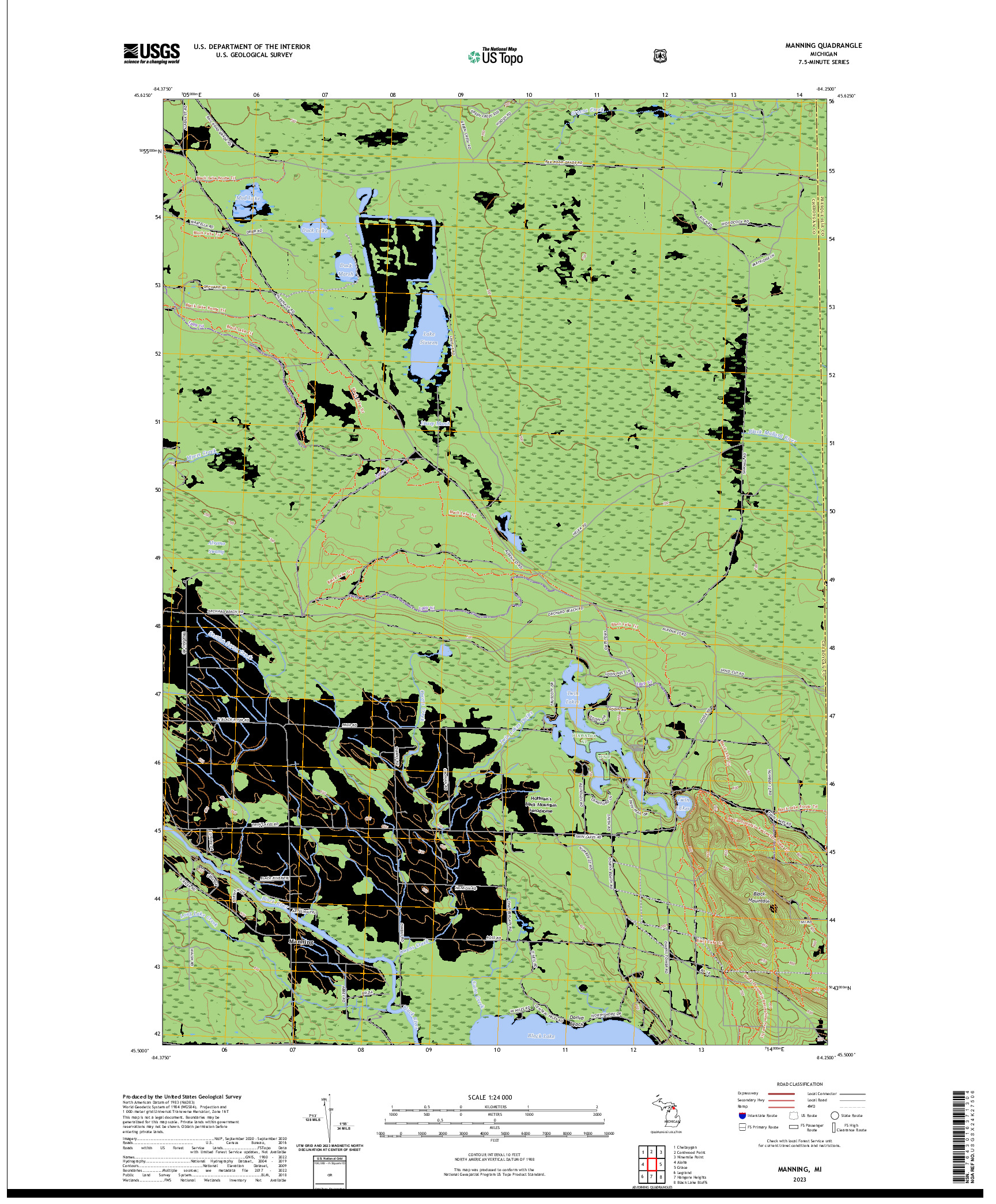 US TOPO 7.5-MINUTE MAP FOR MANNING, MI