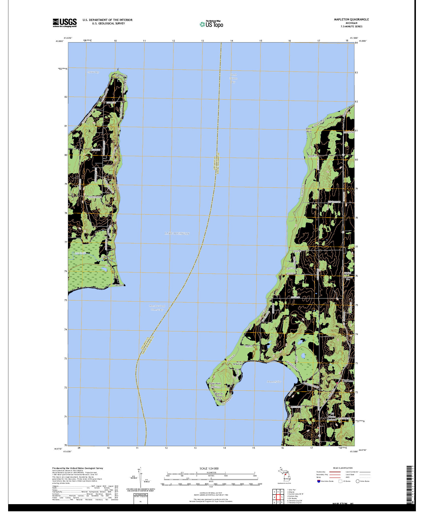 US TOPO 7.5-MINUTE MAP FOR MAPLETON, MI