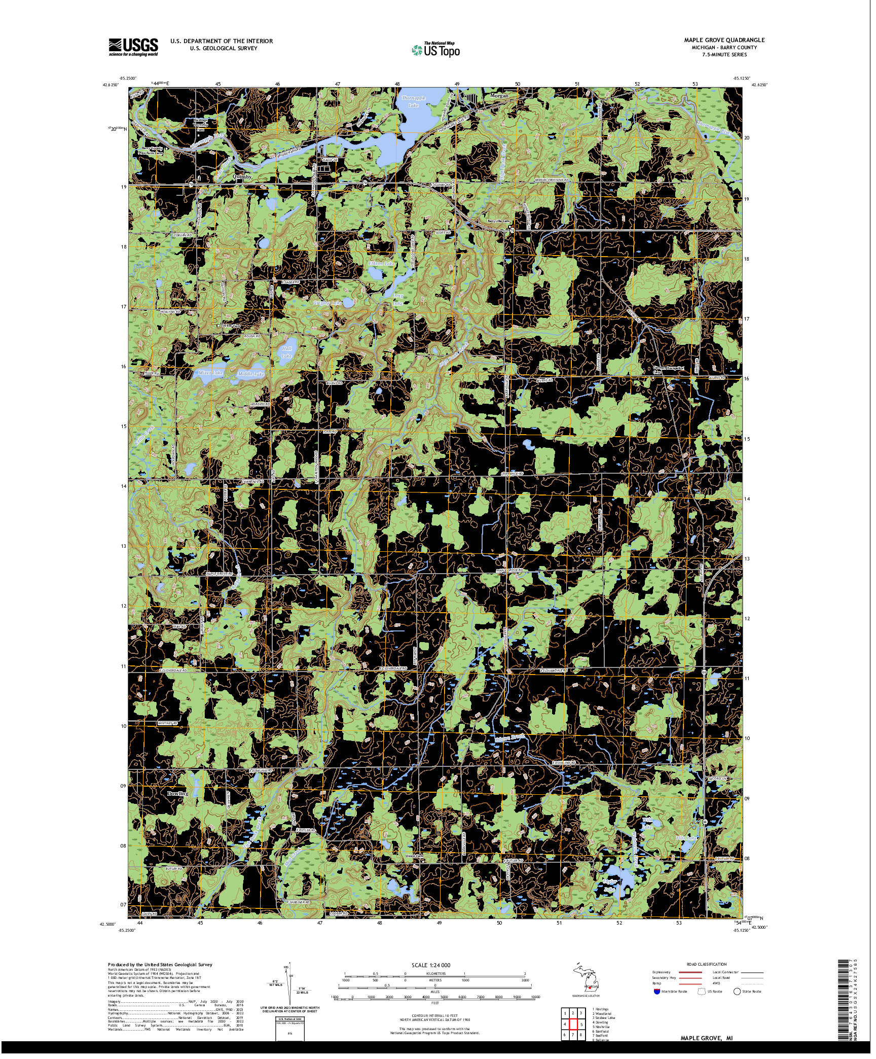 US TOPO 7.5-MINUTE MAP FOR MAPLE GROVE, MI