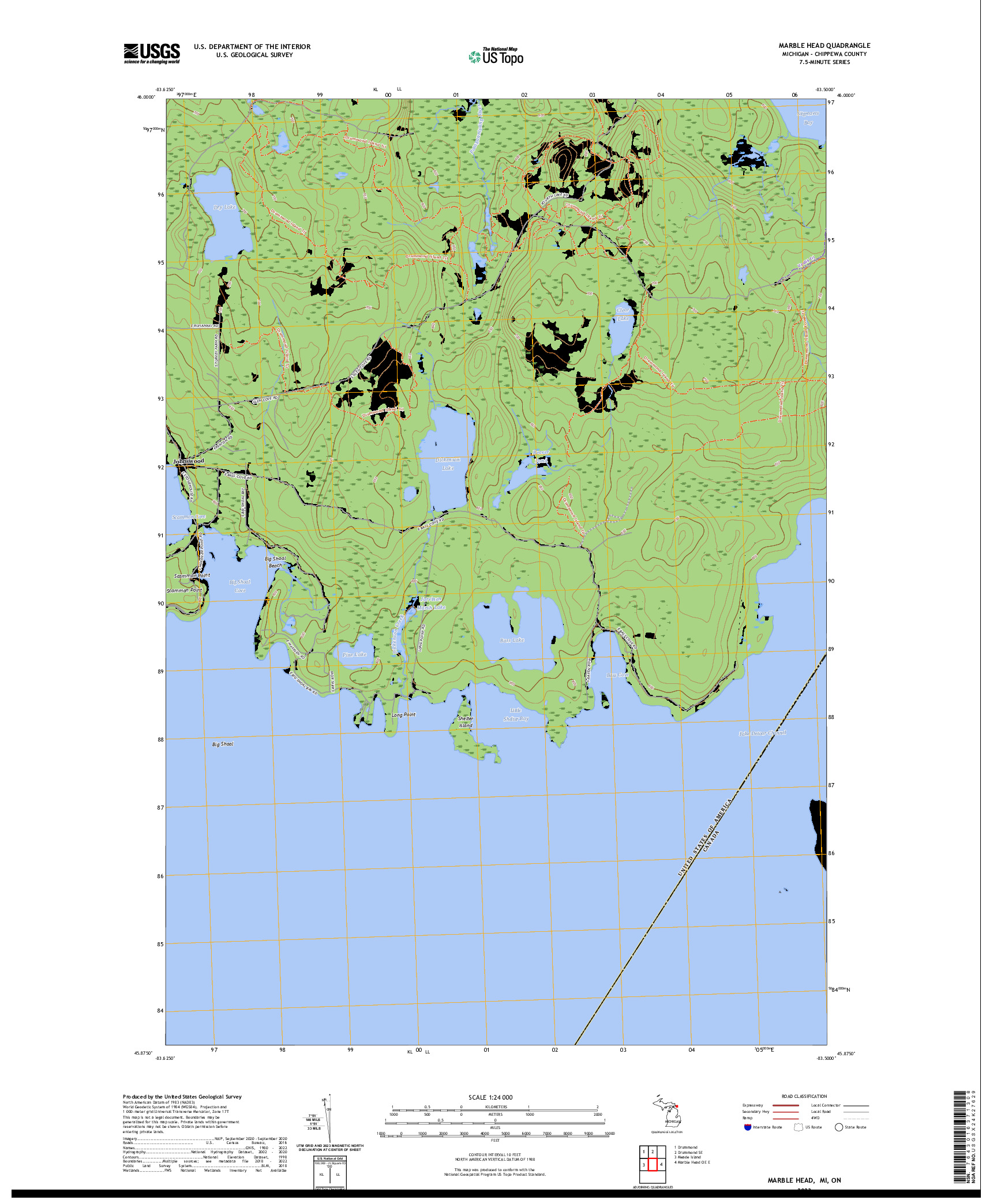 US TOPO 7.5-MINUTE MAP FOR MARBLE HEAD, MI,ON