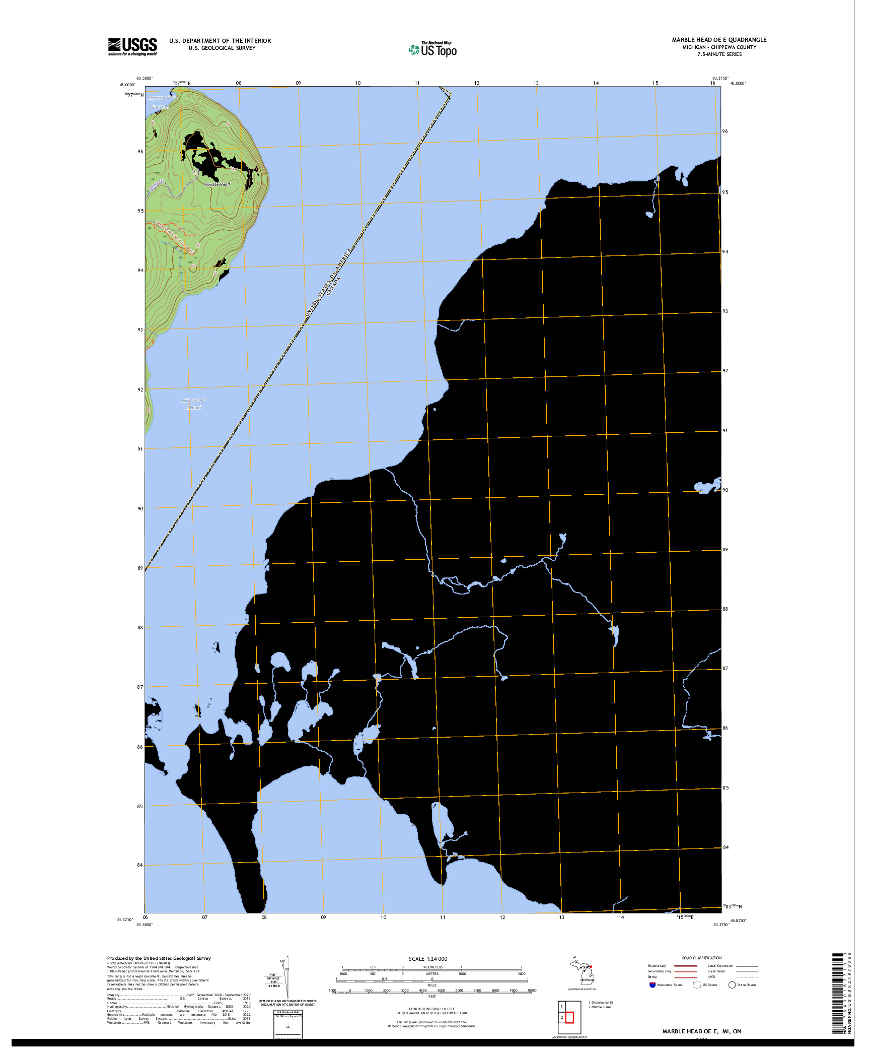 US TOPO 7.5-MINUTE MAP FOR MARBLE HEAD OE E, MI,ON