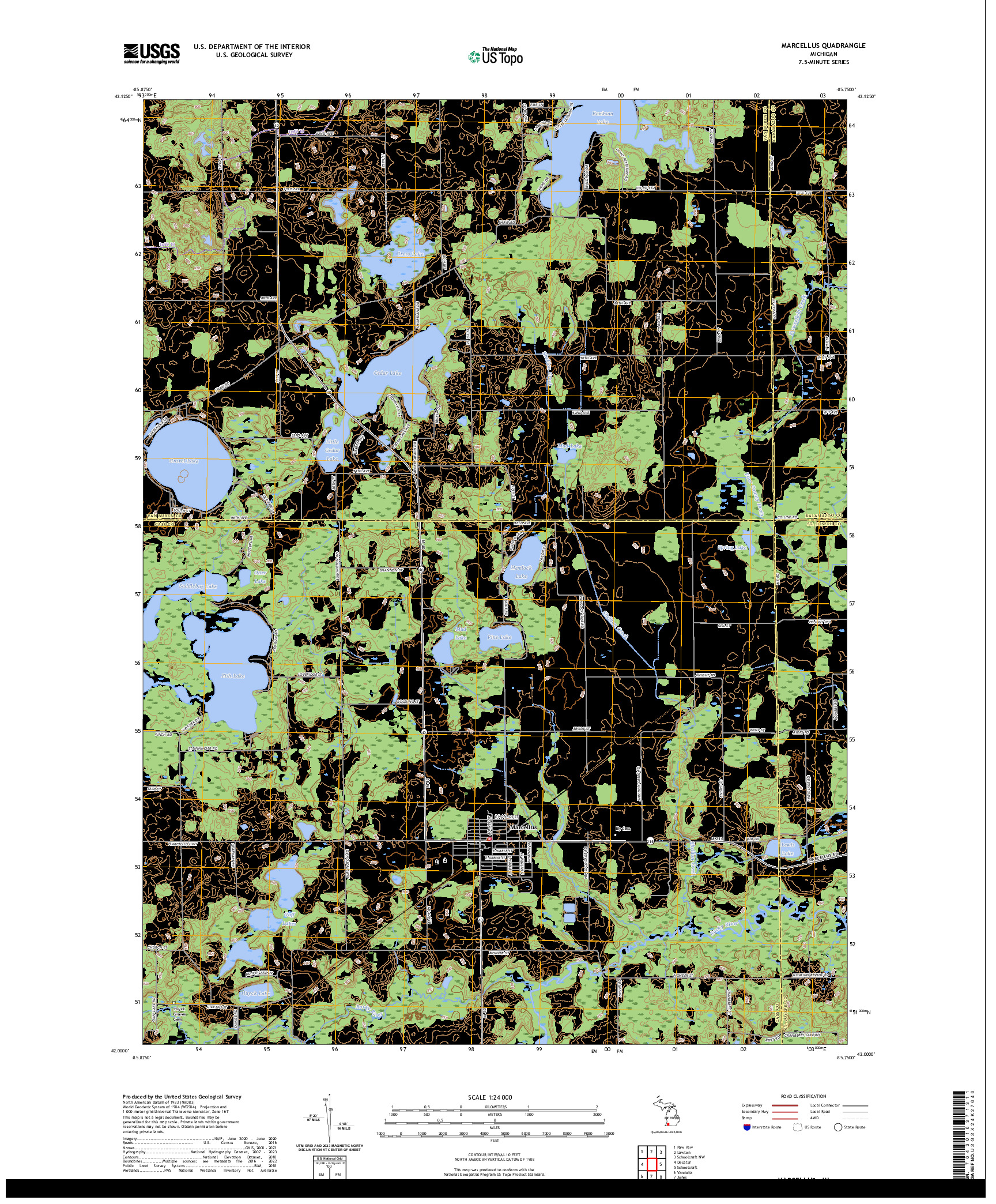 US TOPO 7.5-MINUTE MAP FOR MARCELLUS, MI