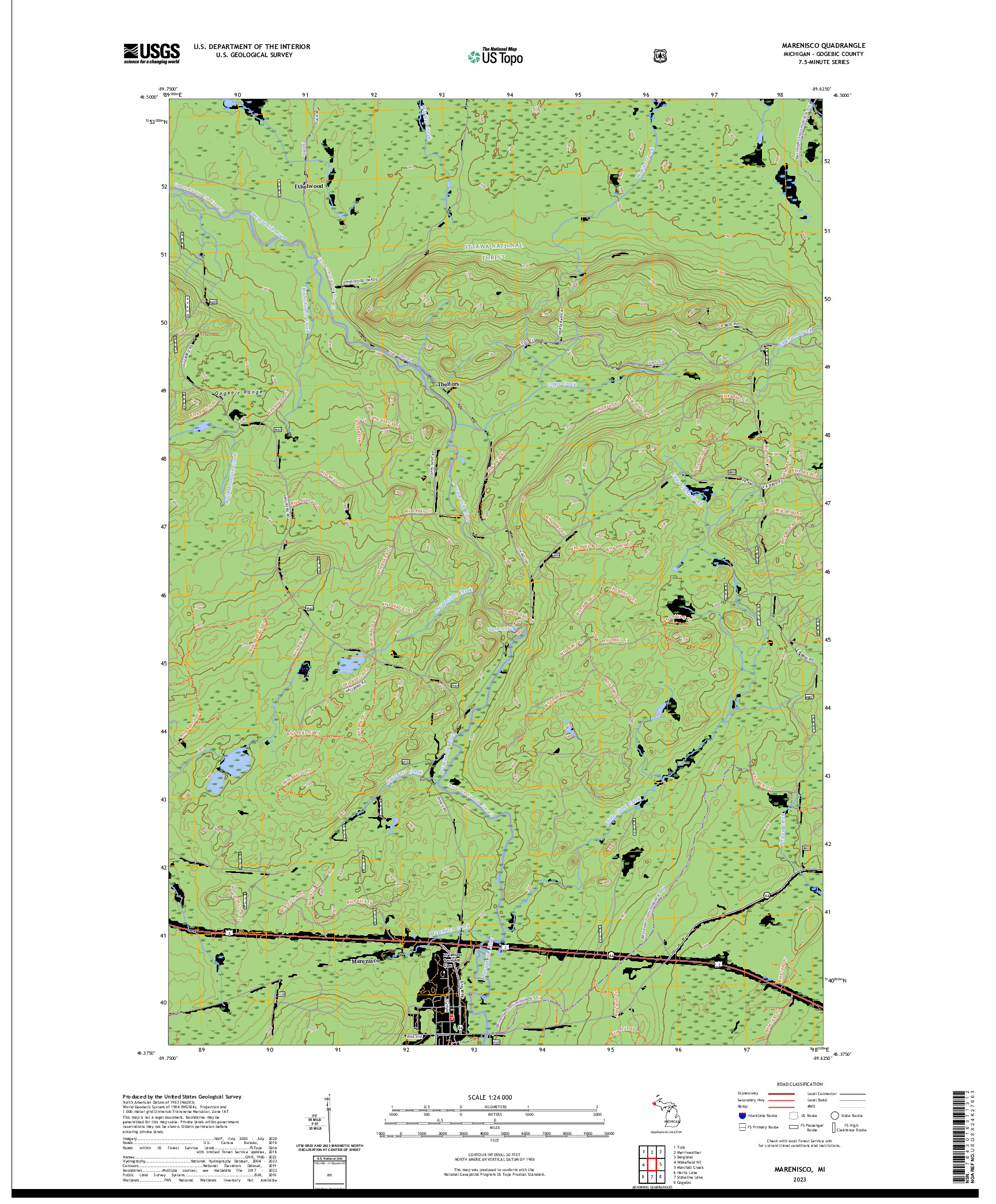 US TOPO 7.5-MINUTE MAP FOR MARENISCO, MI