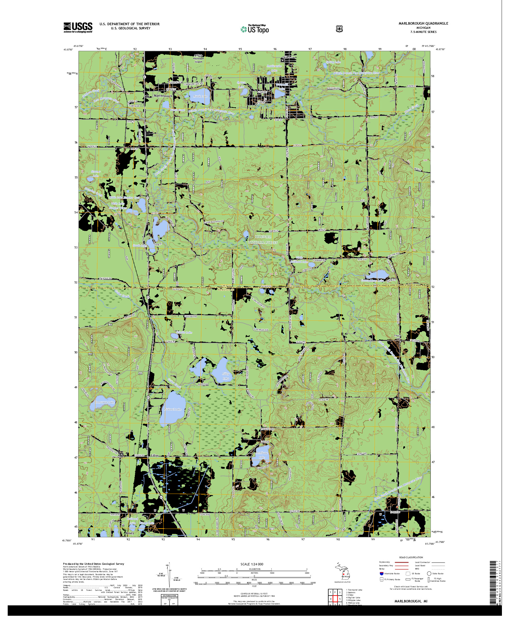 US TOPO 7.5-MINUTE MAP FOR MARLBOROUGH, MI