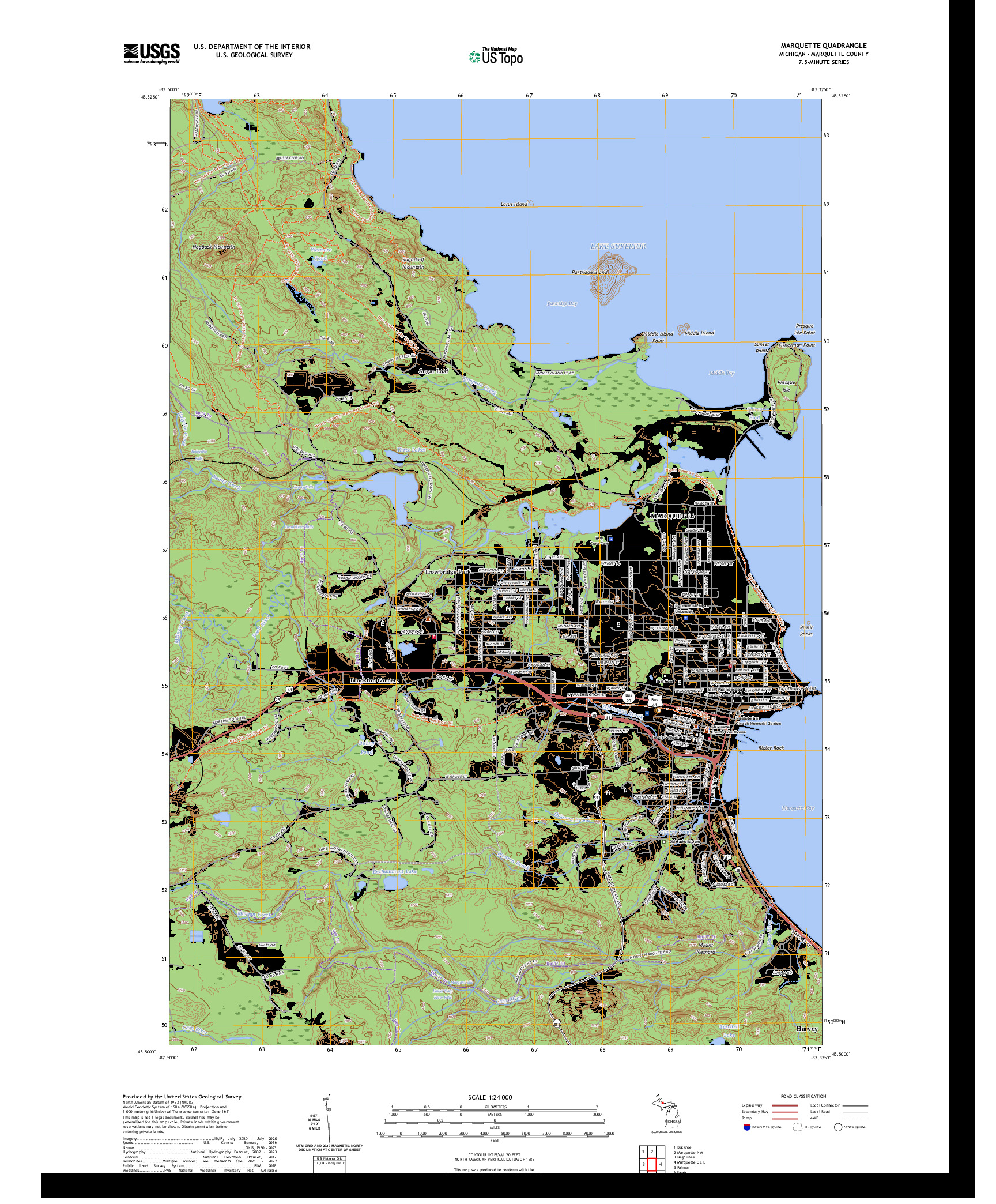 US TOPO 7.5-MINUTE MAP FOR MARQUETTE, MI