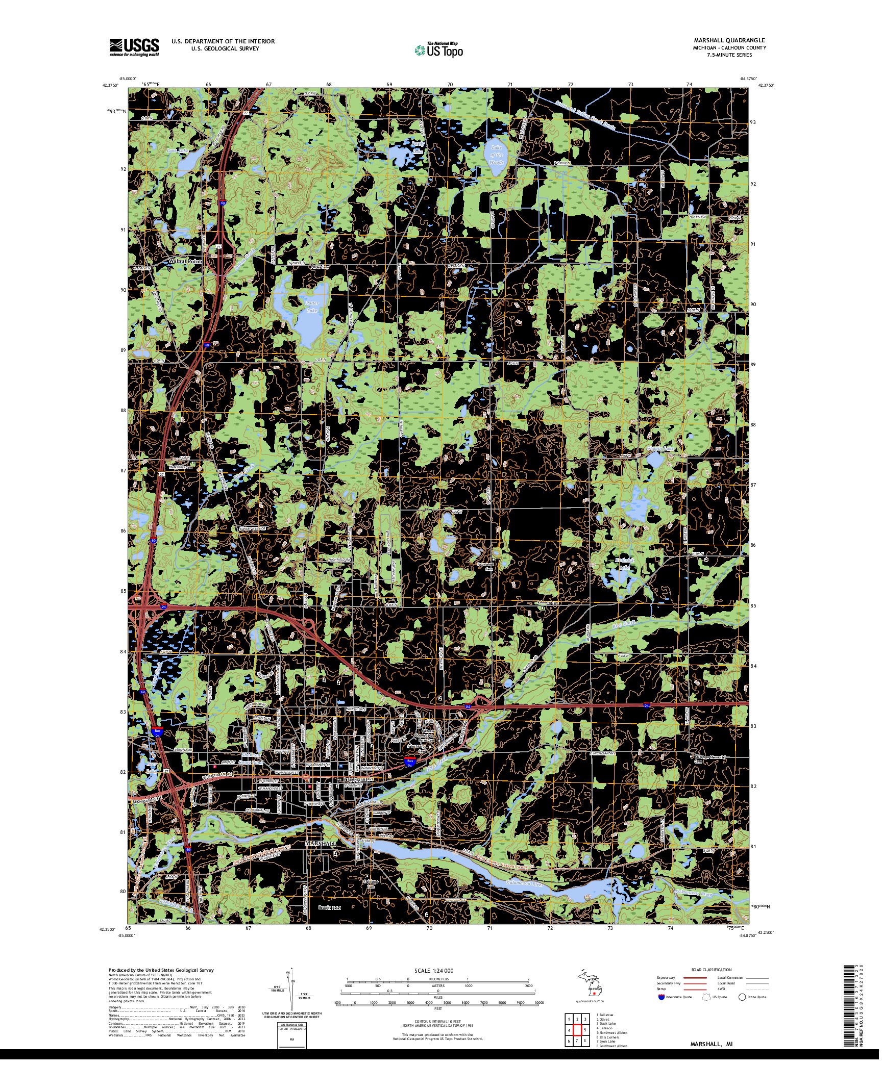 US TOPO 7.5-MINUTE MAP FOR MARSHALL, MI