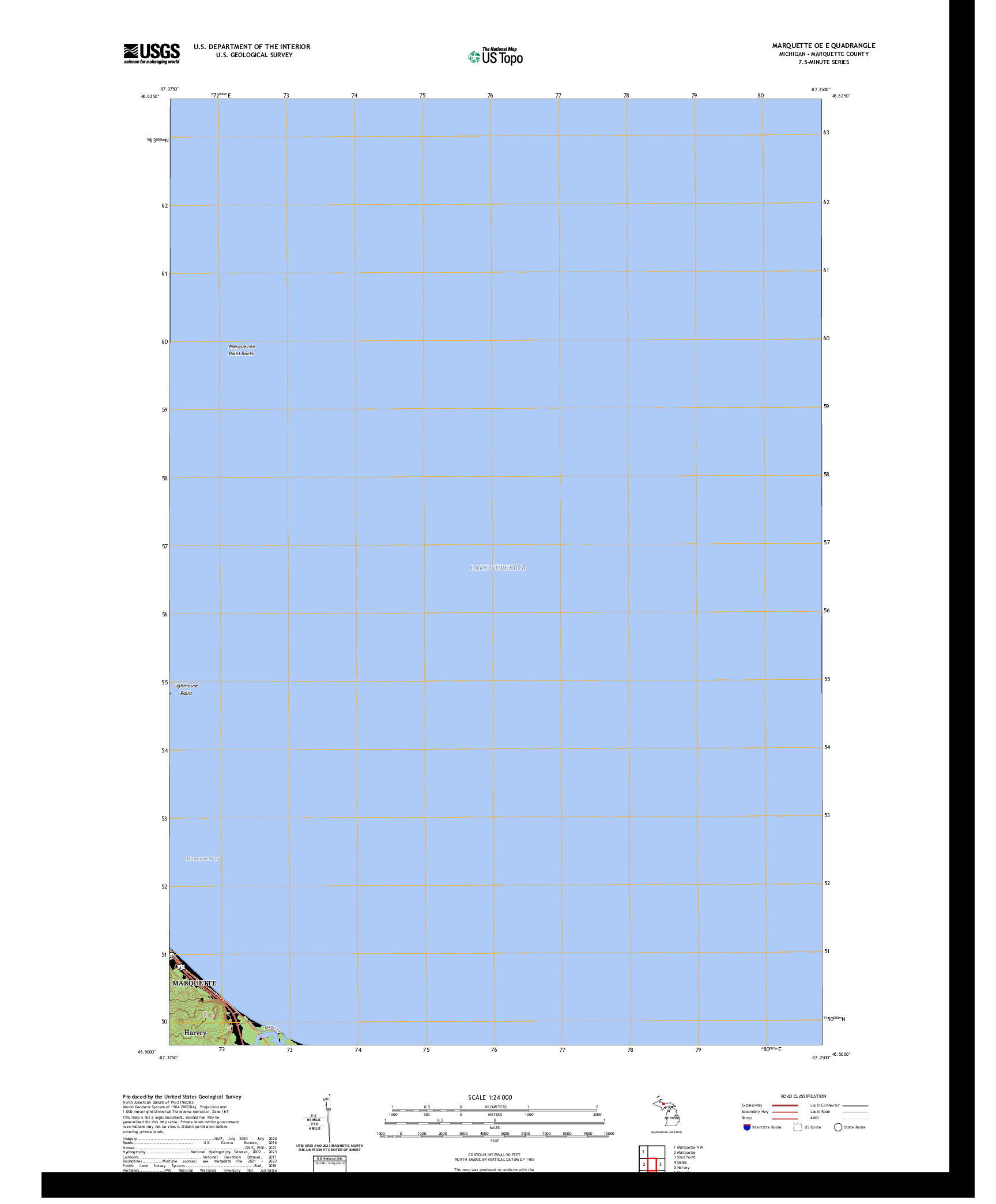 US TOPO 7.5-MINUTE MAP FOR MARQUETTE OE E, MI