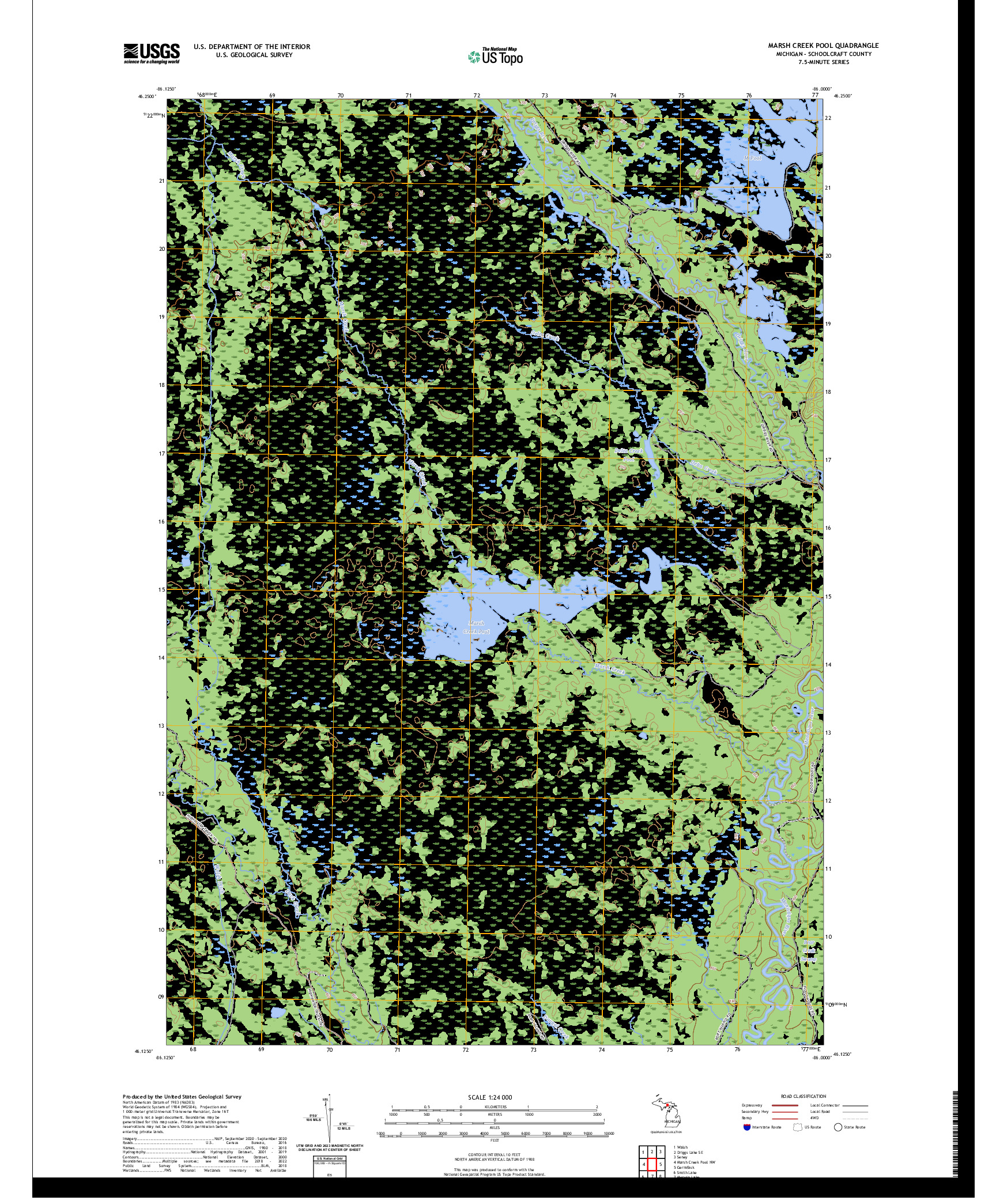 US TOPO 7.5-MINUTE MAP FOR MARSH CREEK POOL, MI