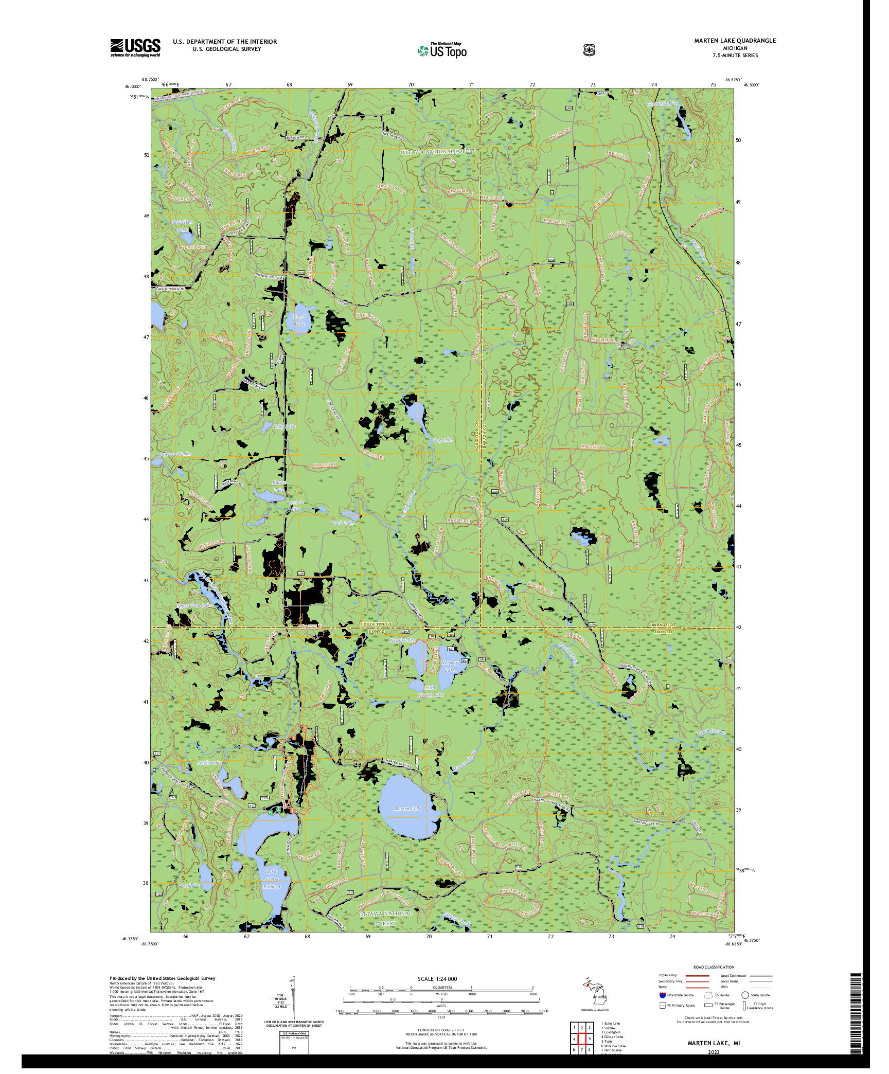 US TOPO 7.5-MINUTE MAP FOR MARTEN LAKE, MI