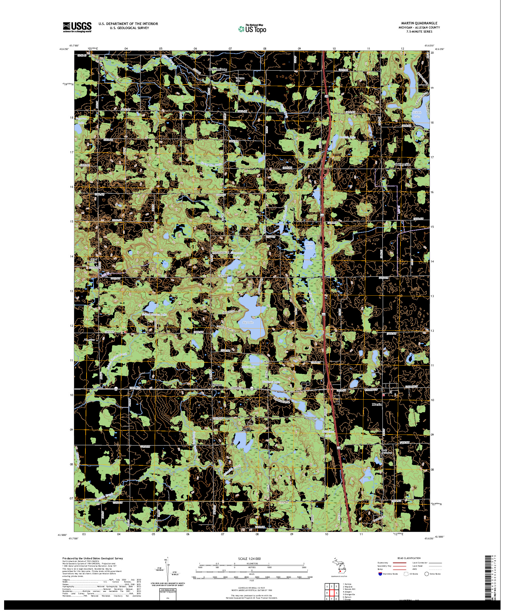 US TOPO 7.5-MINUTE MAP FOR MARTIN, MI