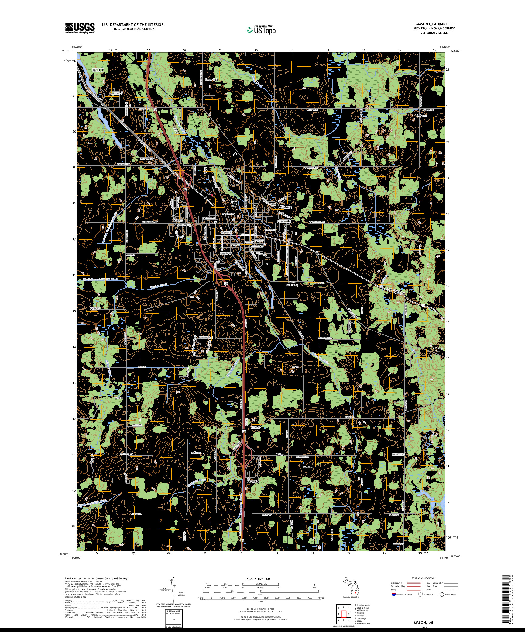 US TOPO 7.5-MINUTE MAP FOR MASON, MI