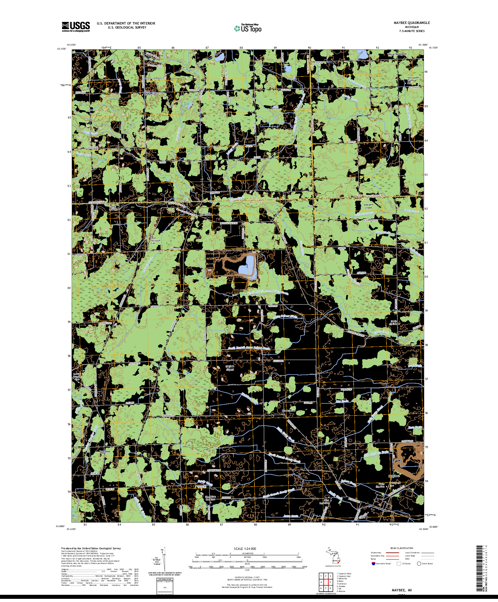 US TOPO 7.5-MINUTE MAP FOR MAYBEE, MI