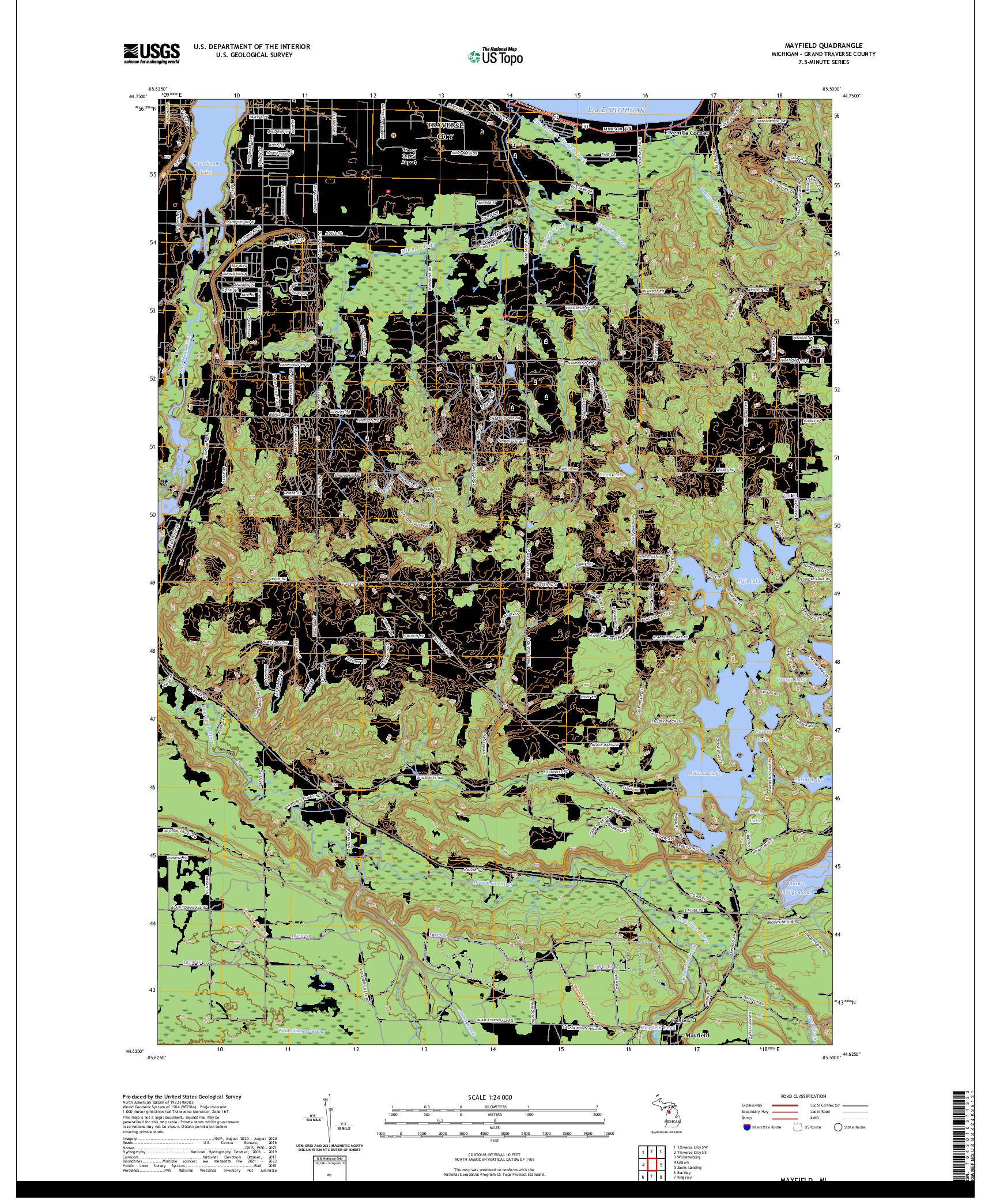 US TOPO 7.5-MINUTE MAP FOR MAYFIELD, MI